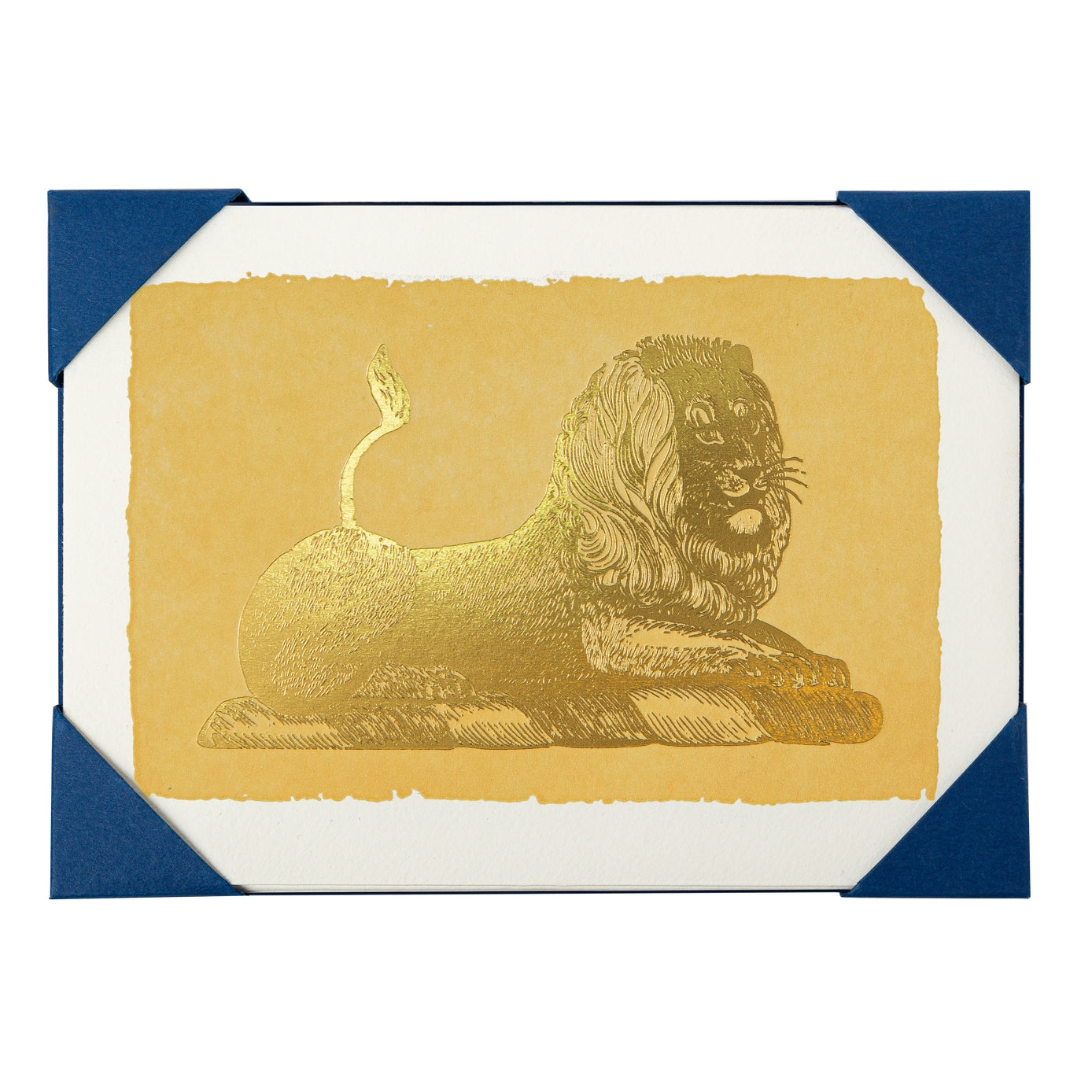 Set of notecards with a gold lion printed on them.