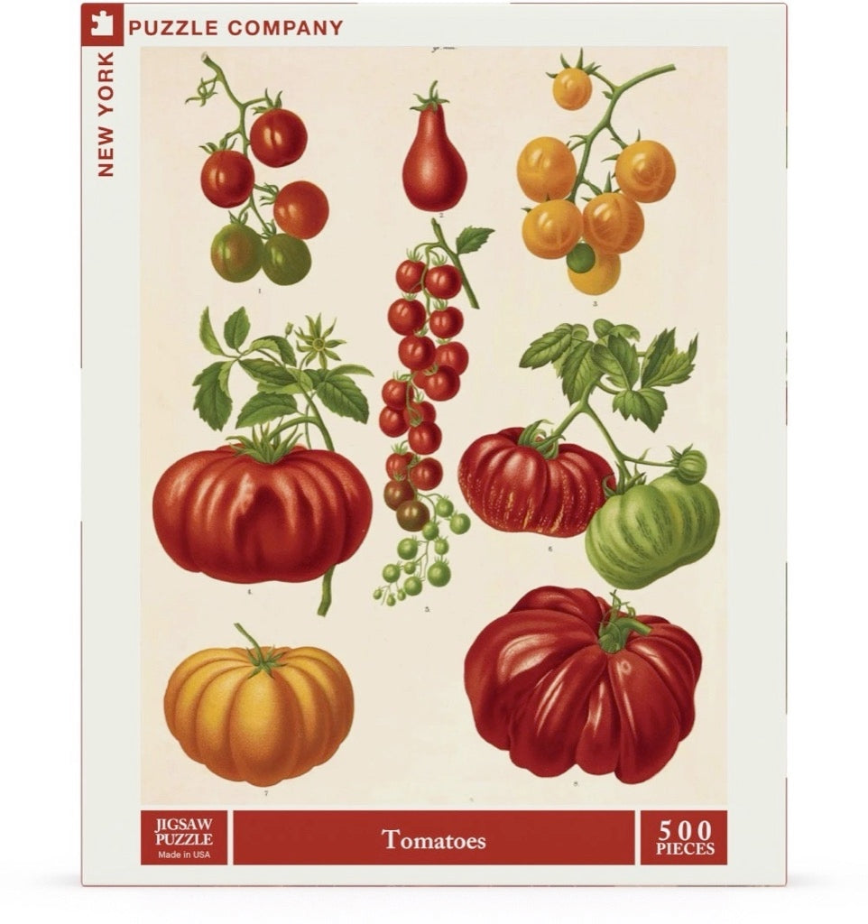 Tomato puzzle featuring a variety of ripe tomatoes.