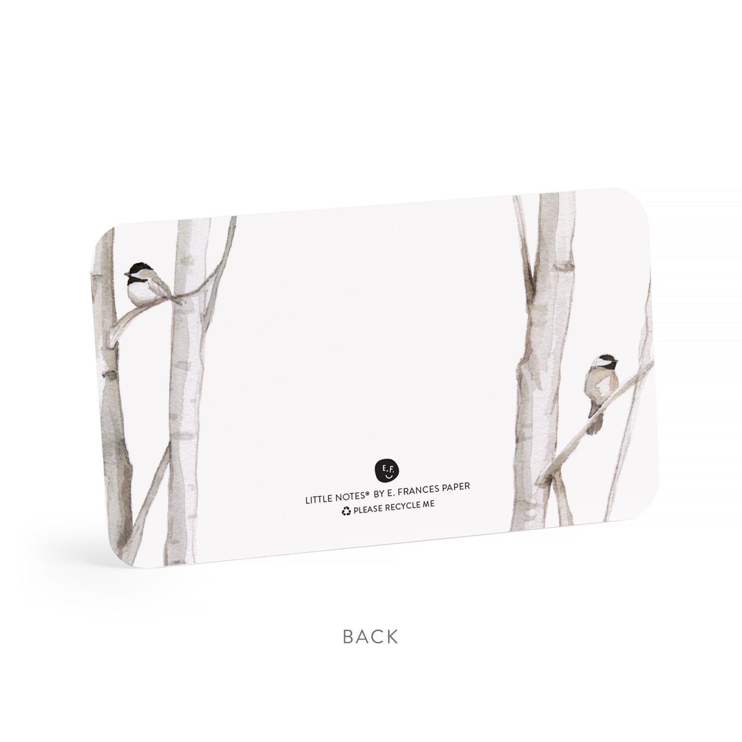 Little Notes back with birds and trees design, featuring Frances Paper branding.