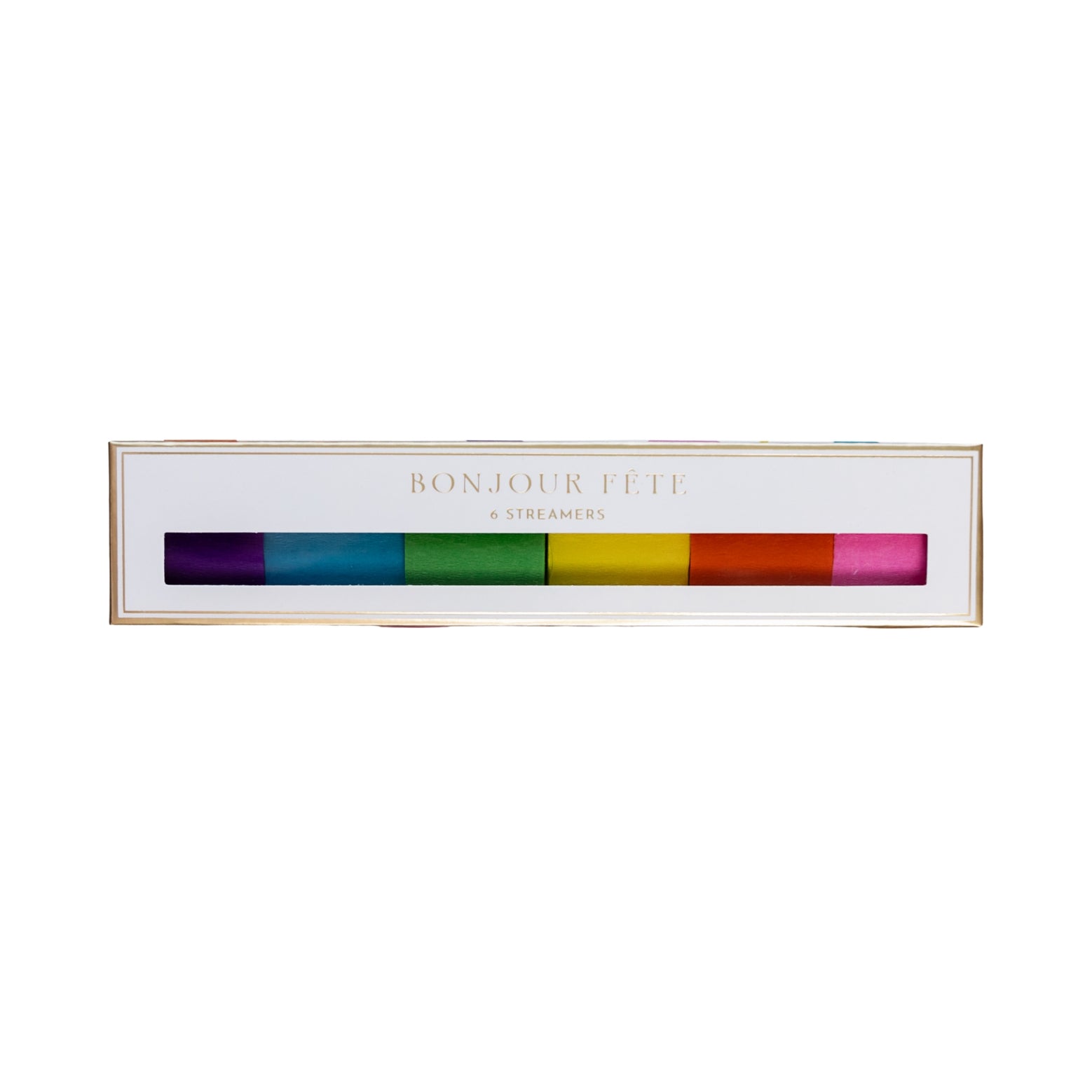 Set of colorful streamers in a decorative box with &