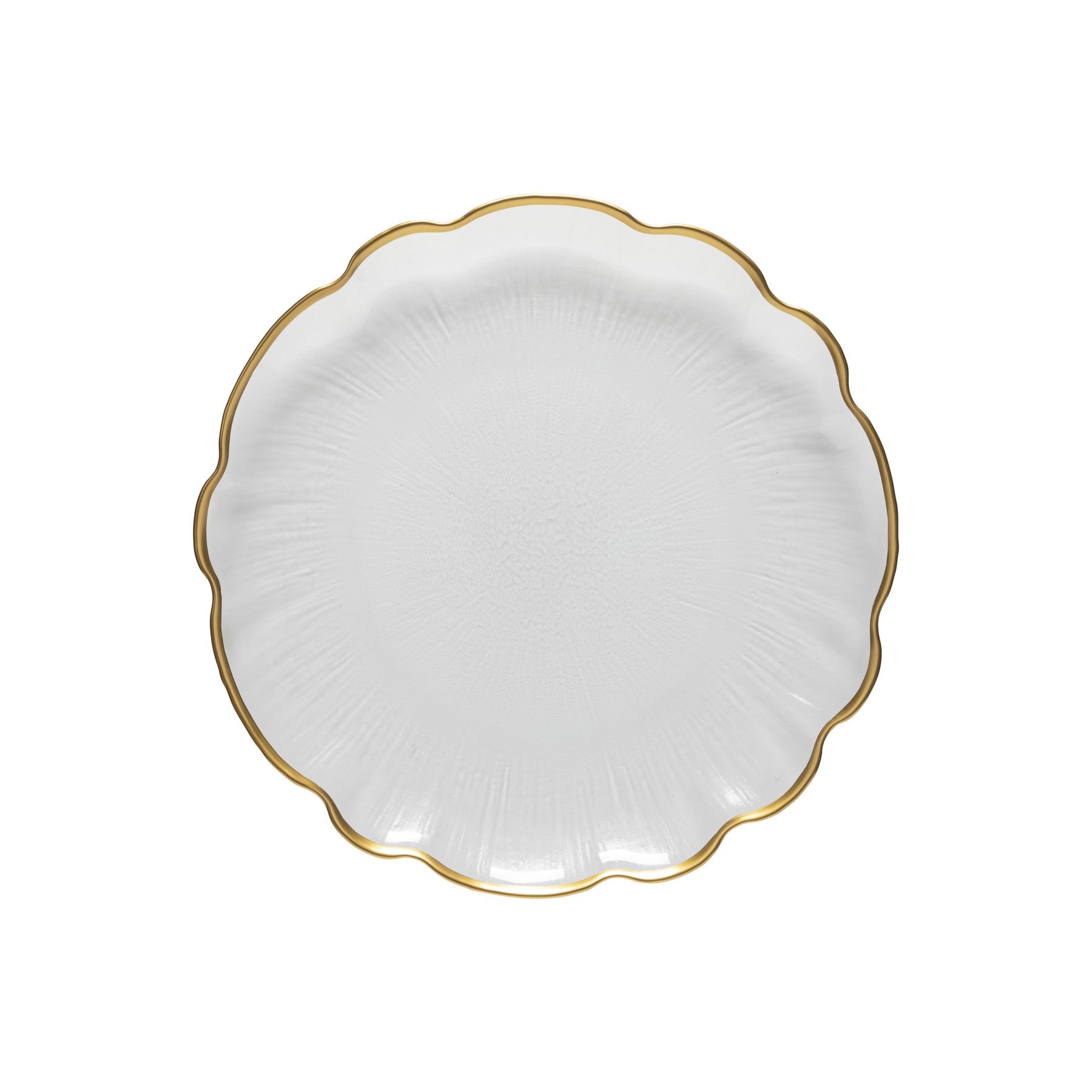 White plate with gold rim on a white background