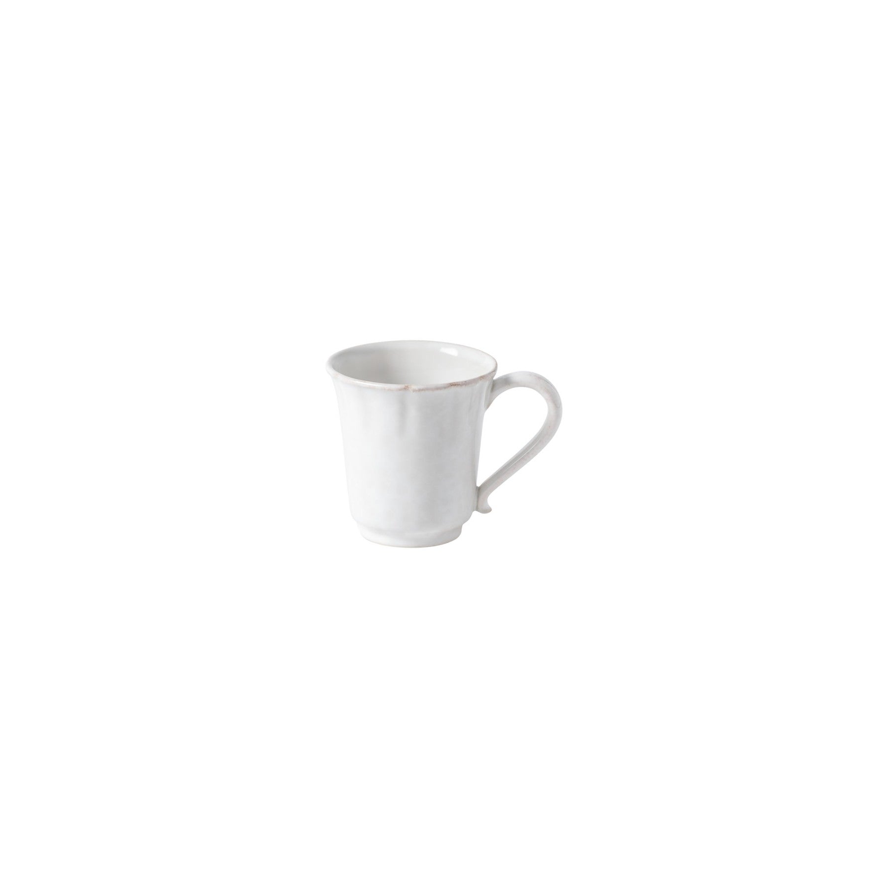 White ceramic mug on a white background.