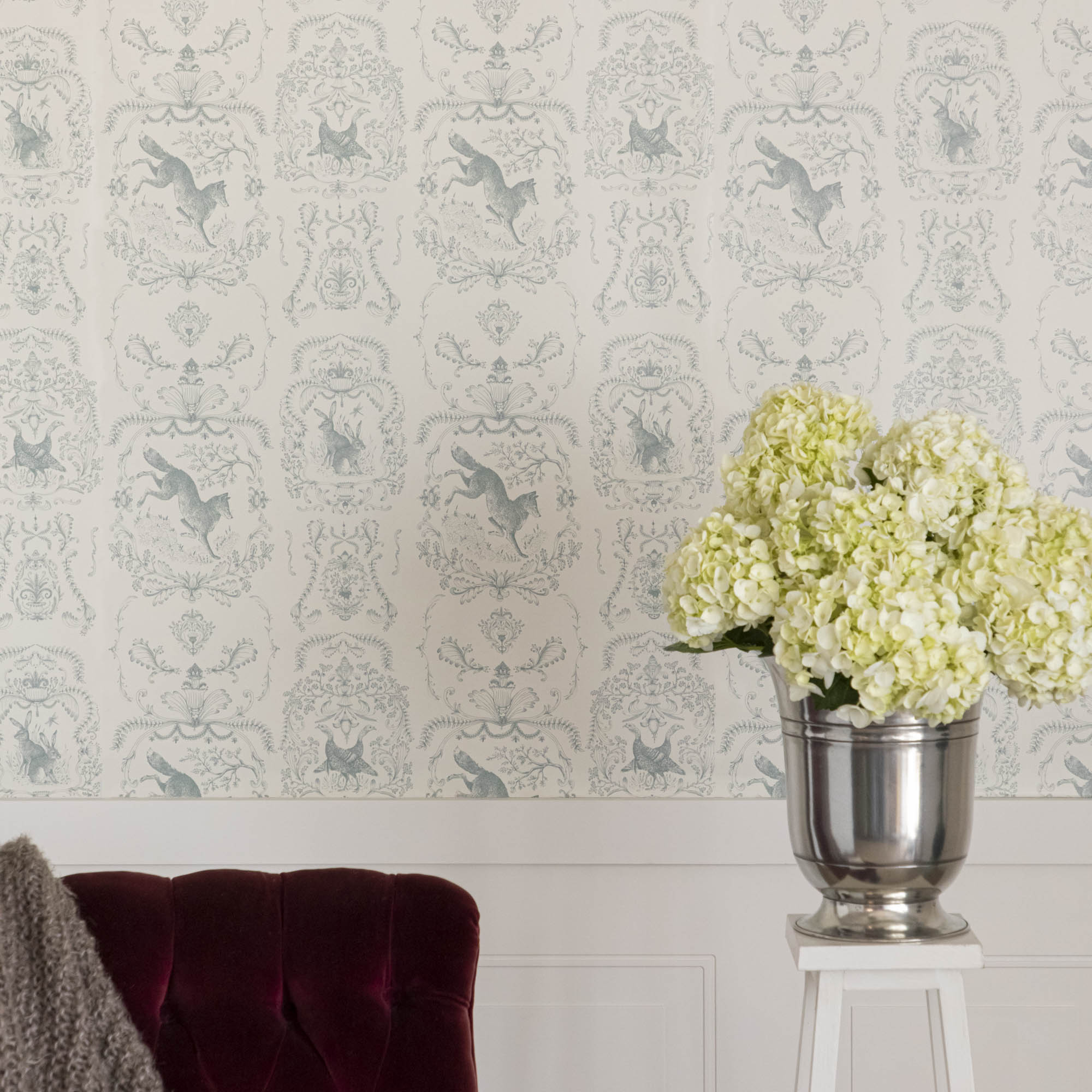 Slate Fable Toile Wallpaper