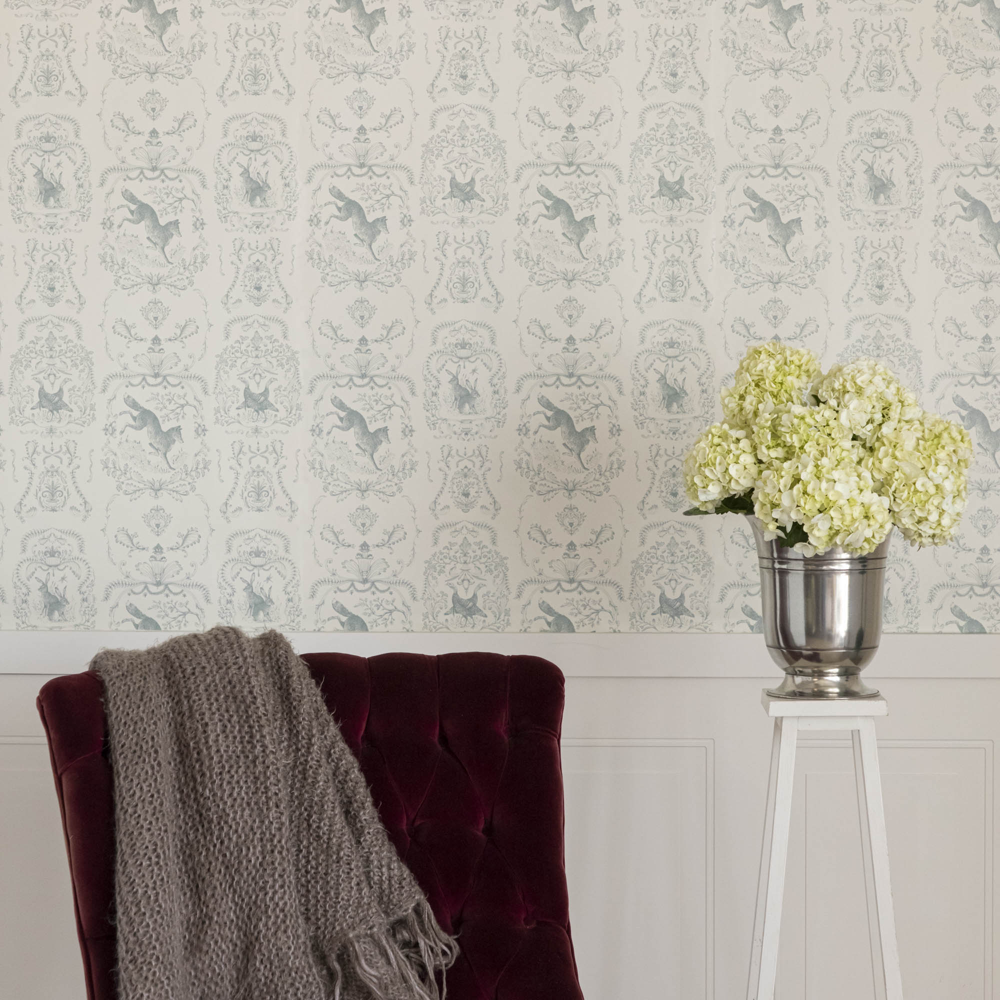 Slate Fable Toile Wallpaper