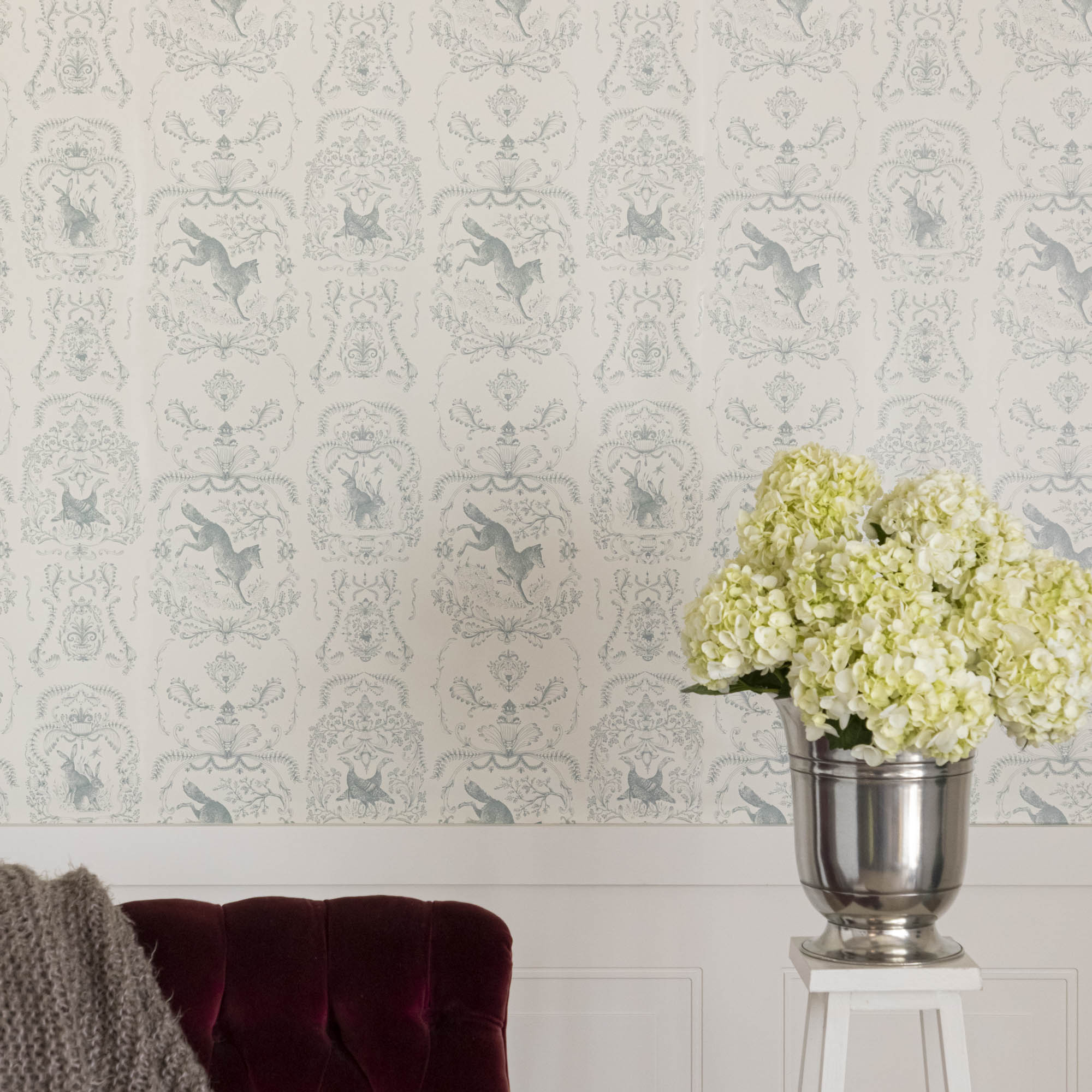 Slate Fable Toile Wallpaper