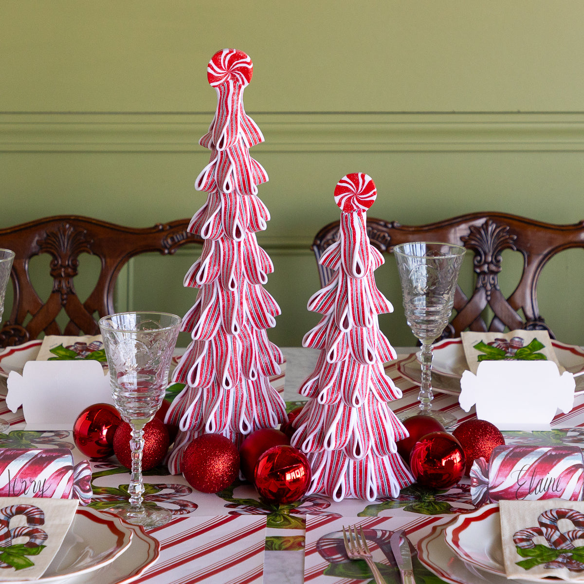 Red and White Ribbon Candy Tree