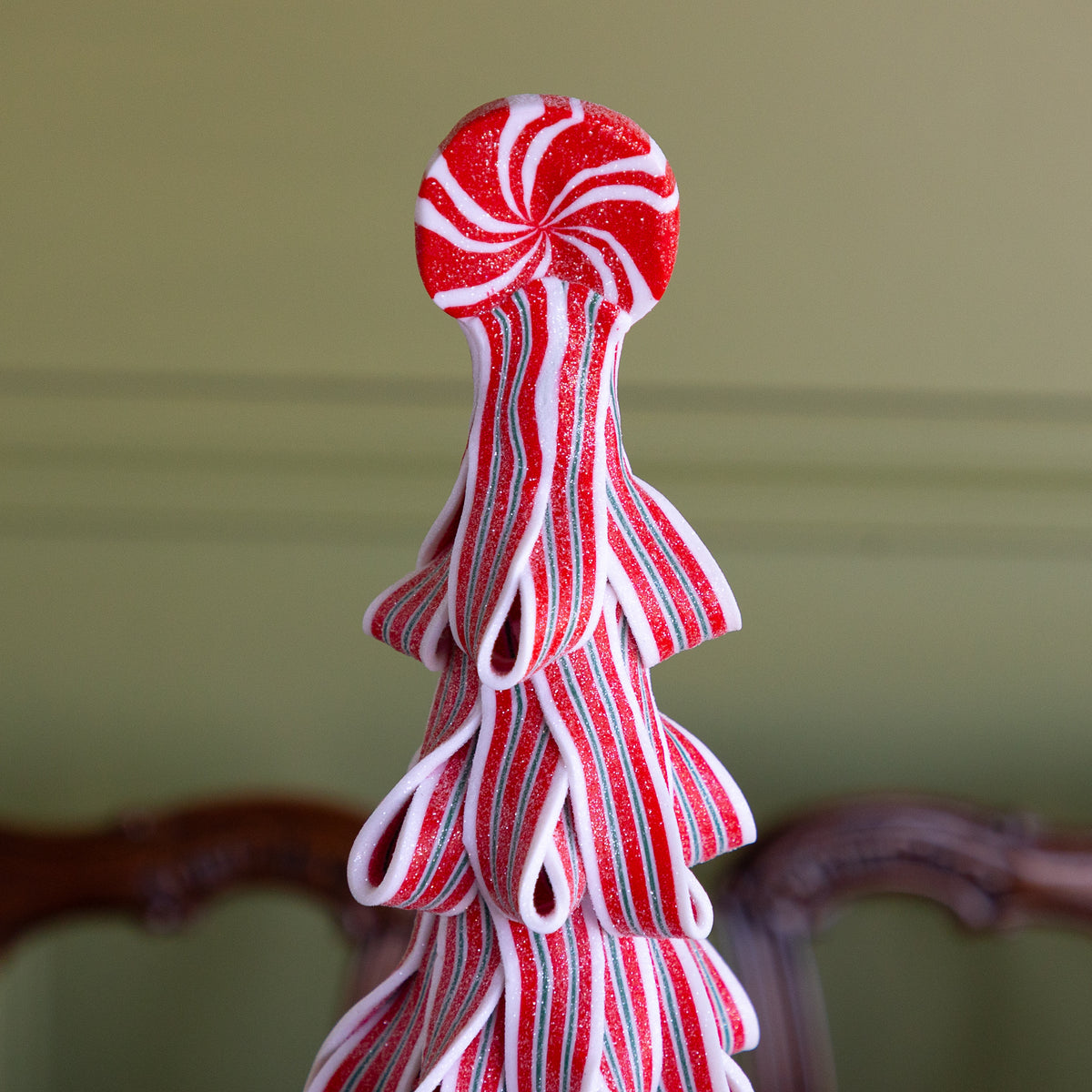 Red and White Ribbon Candy Tree