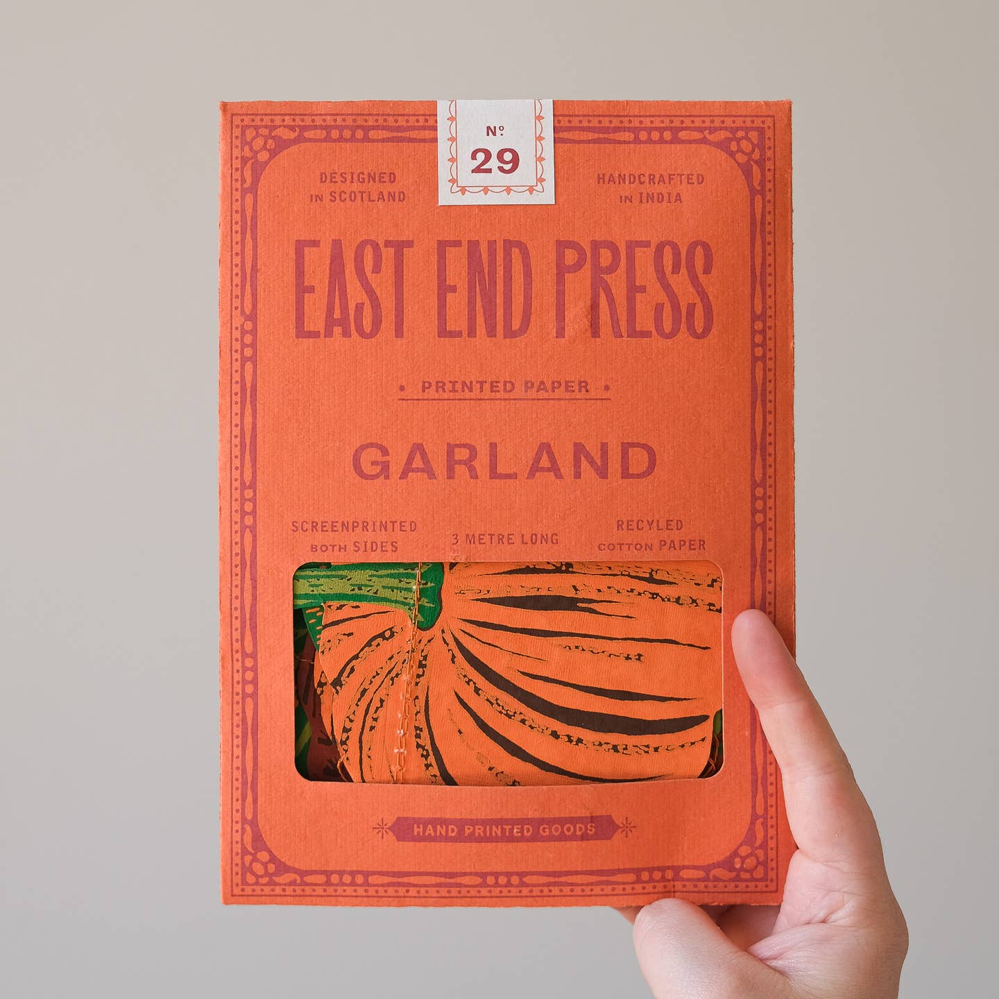 Close up of the front of the Pumpkin Garland package.