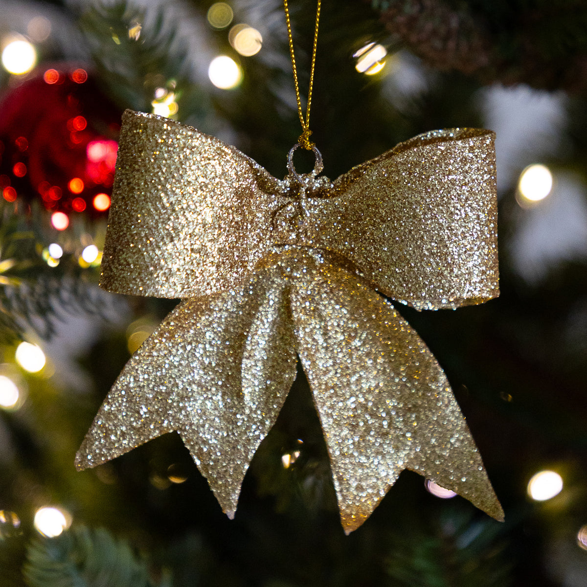 Gold Glitter Bow Ornament