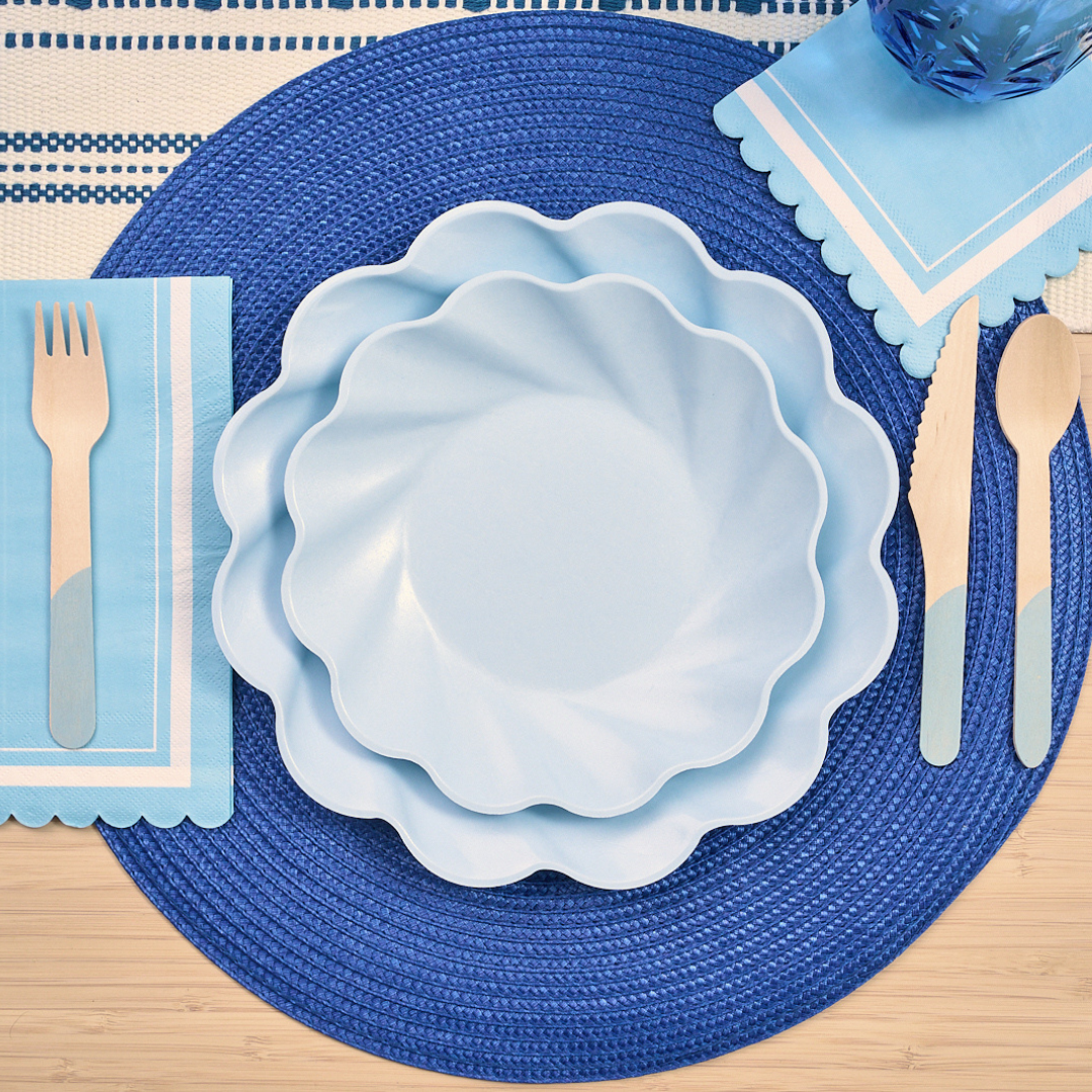Wavy Eco Sky Blue Plates