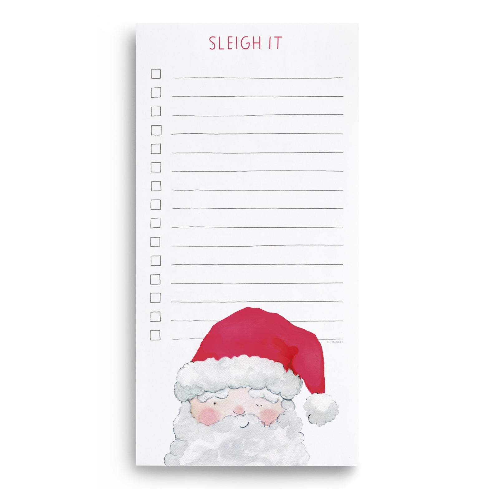 Lined and check box notepad with Santa Claus design and &