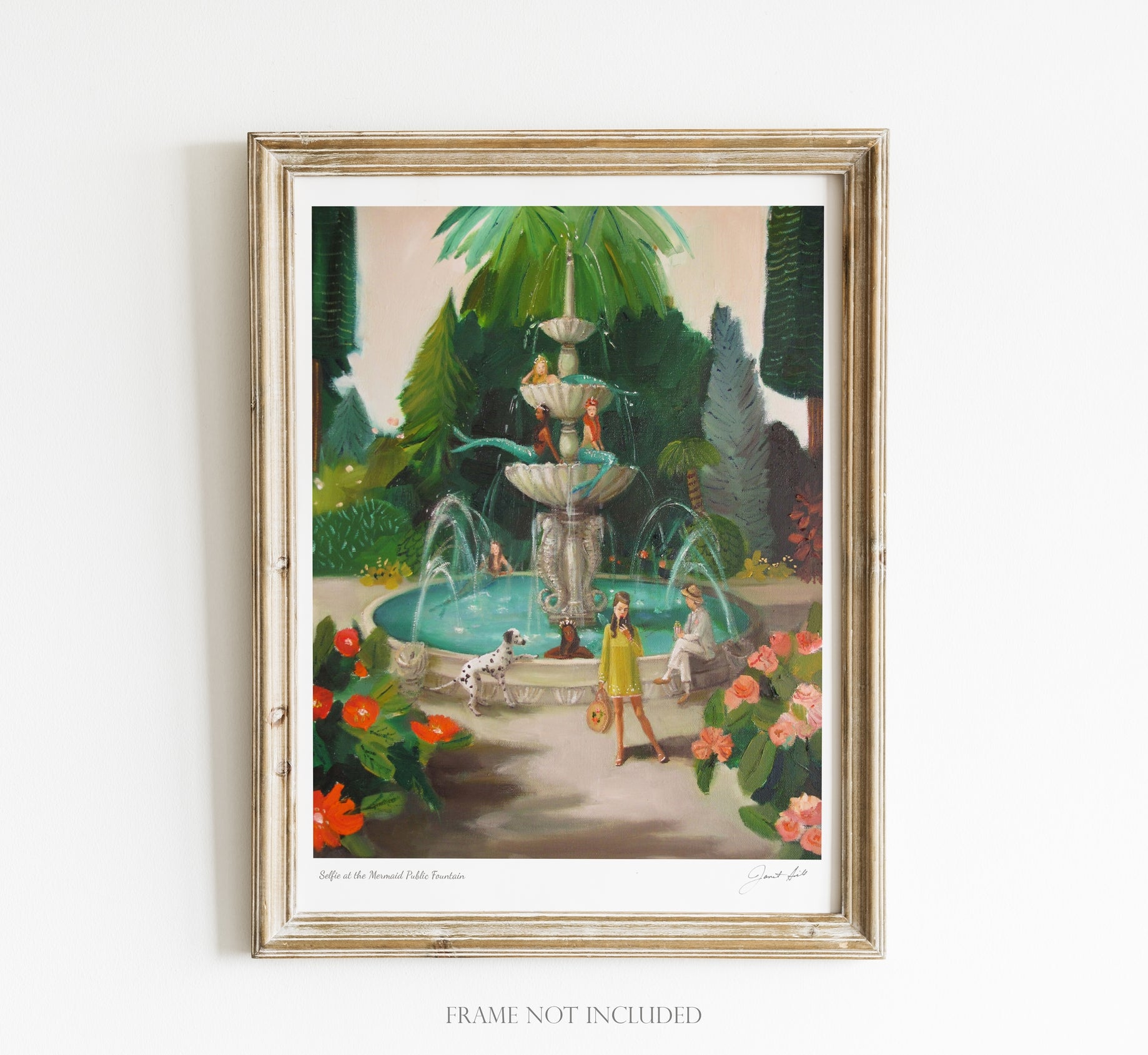 Selfie At The Mermaid Public Fountain Small Art Print