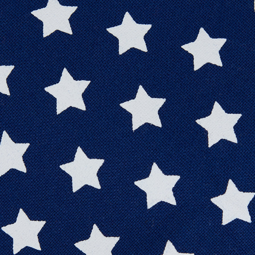 Close up of white stars on blue background.