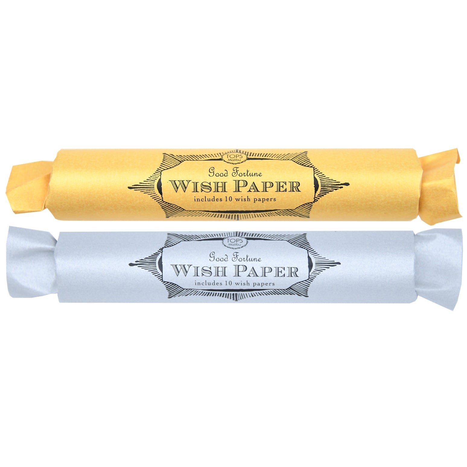 Two rolls of Tops Malibu Wish Papers on a white background.