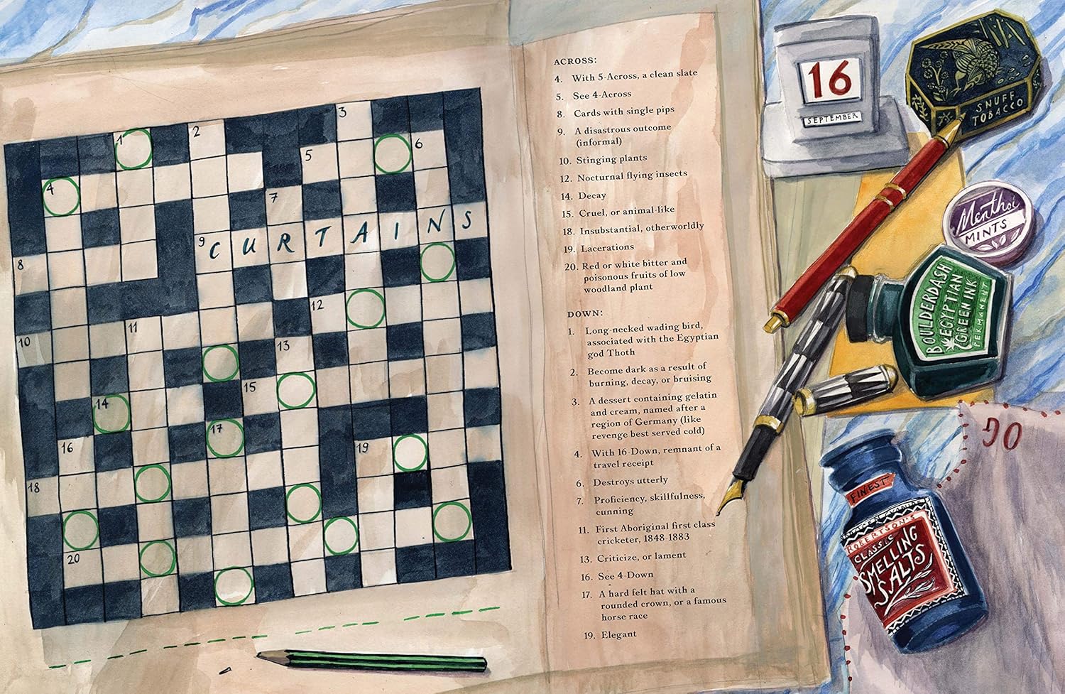 A crossword puzzle page within the book.