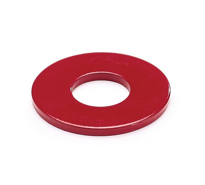 Red washer on a white background.