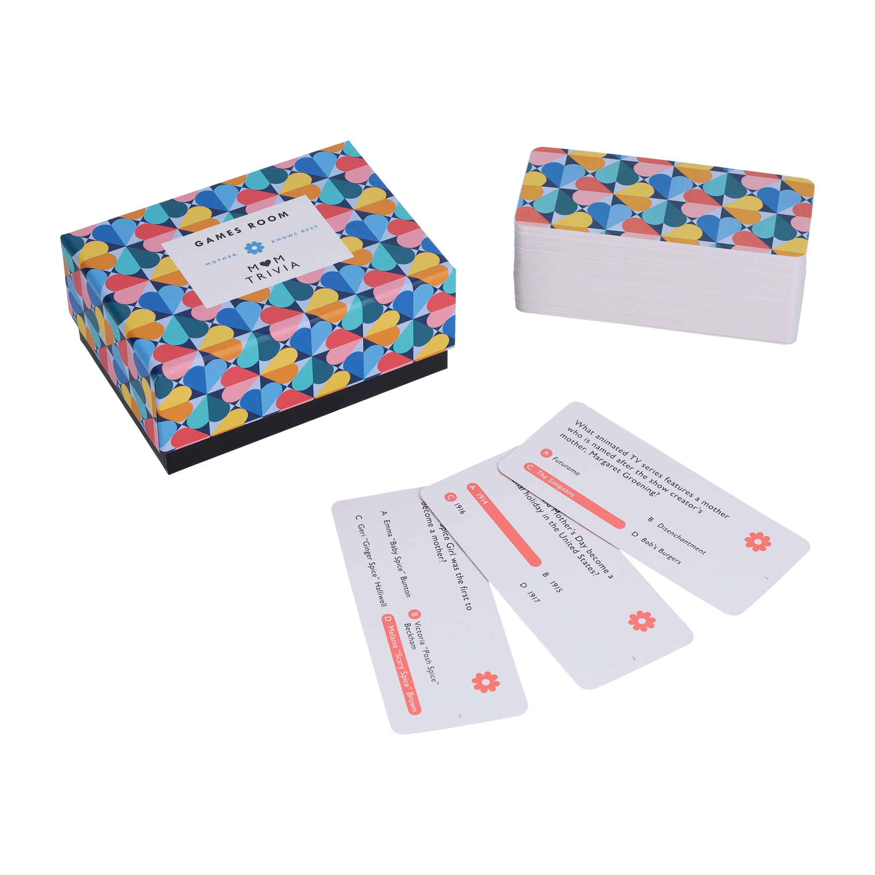 Mom Trivia Game by Games Room with sample cards.