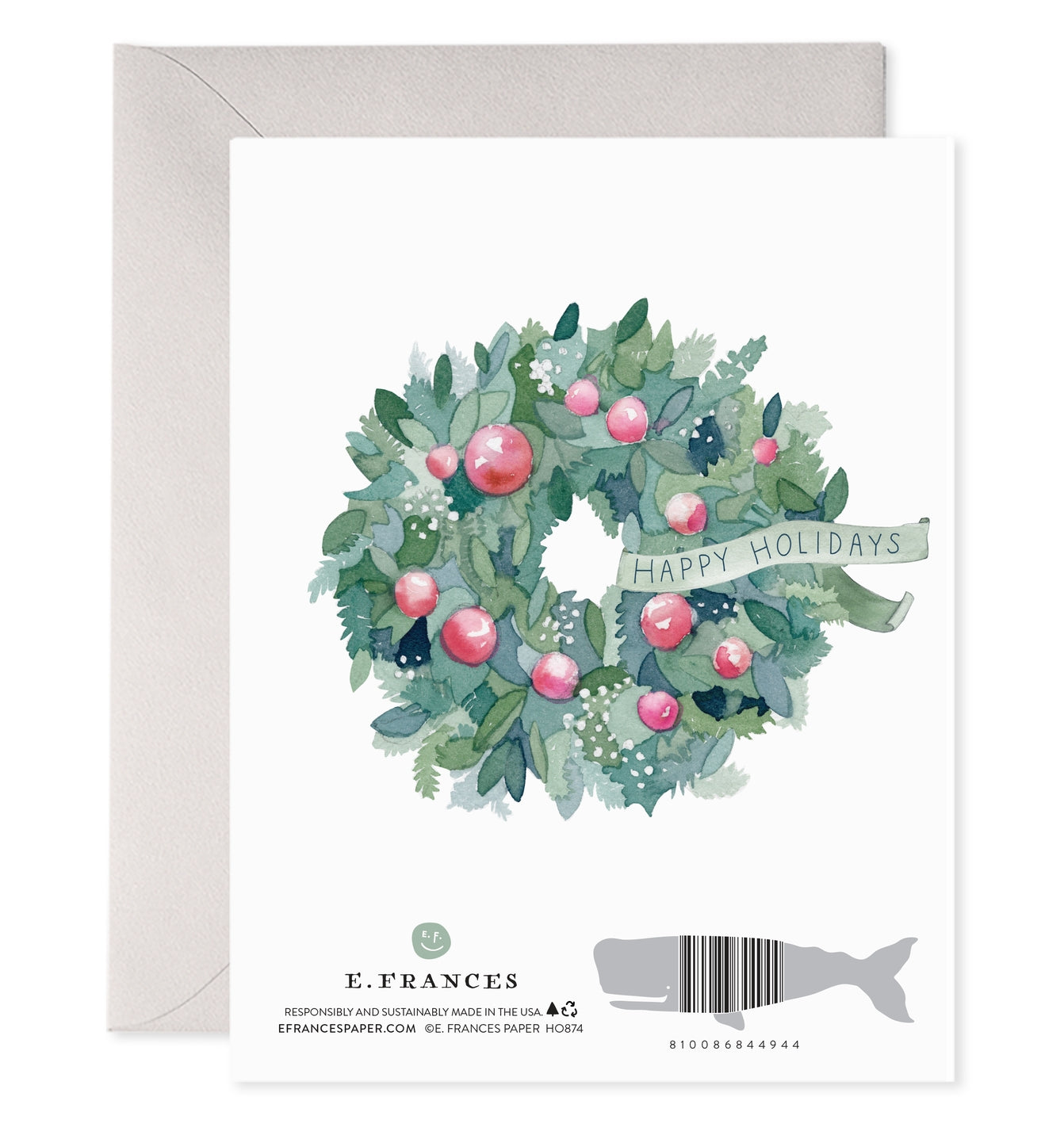 Festive wreath card with &
