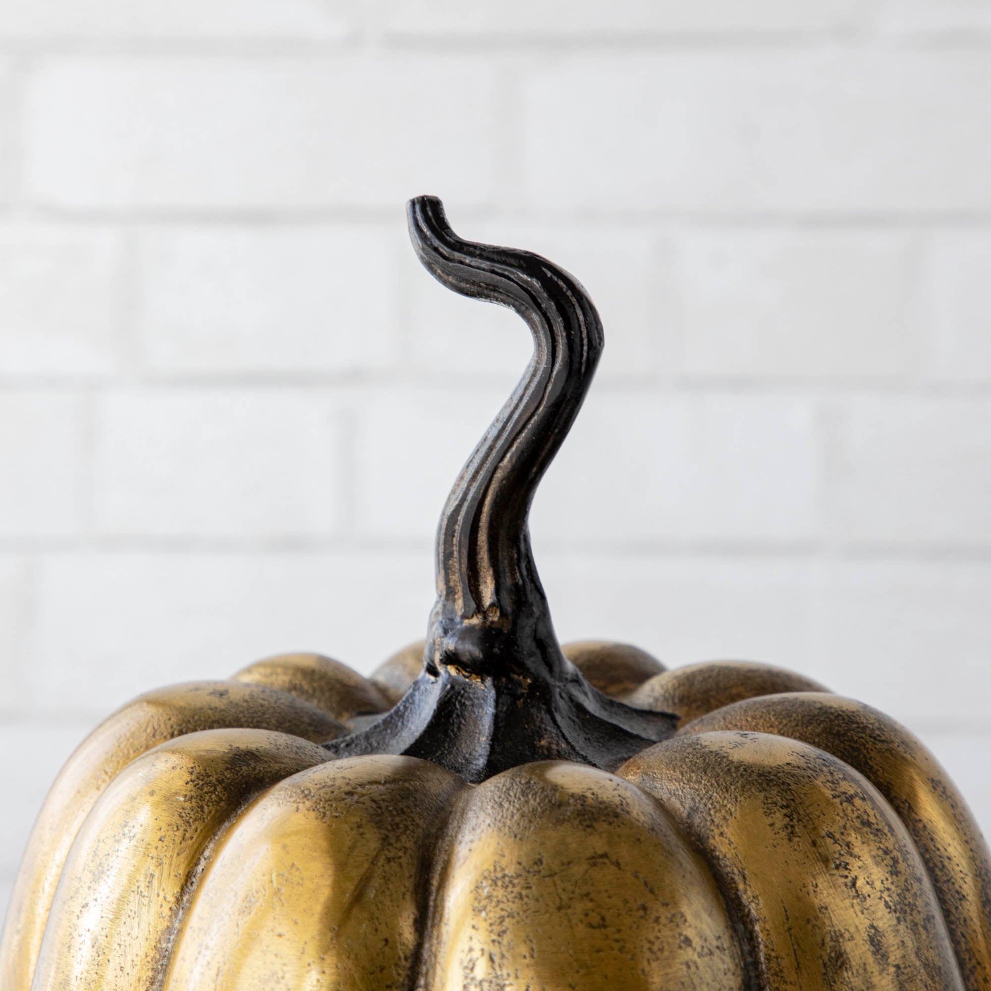 Closeup detail of a Brass Pumpkin.