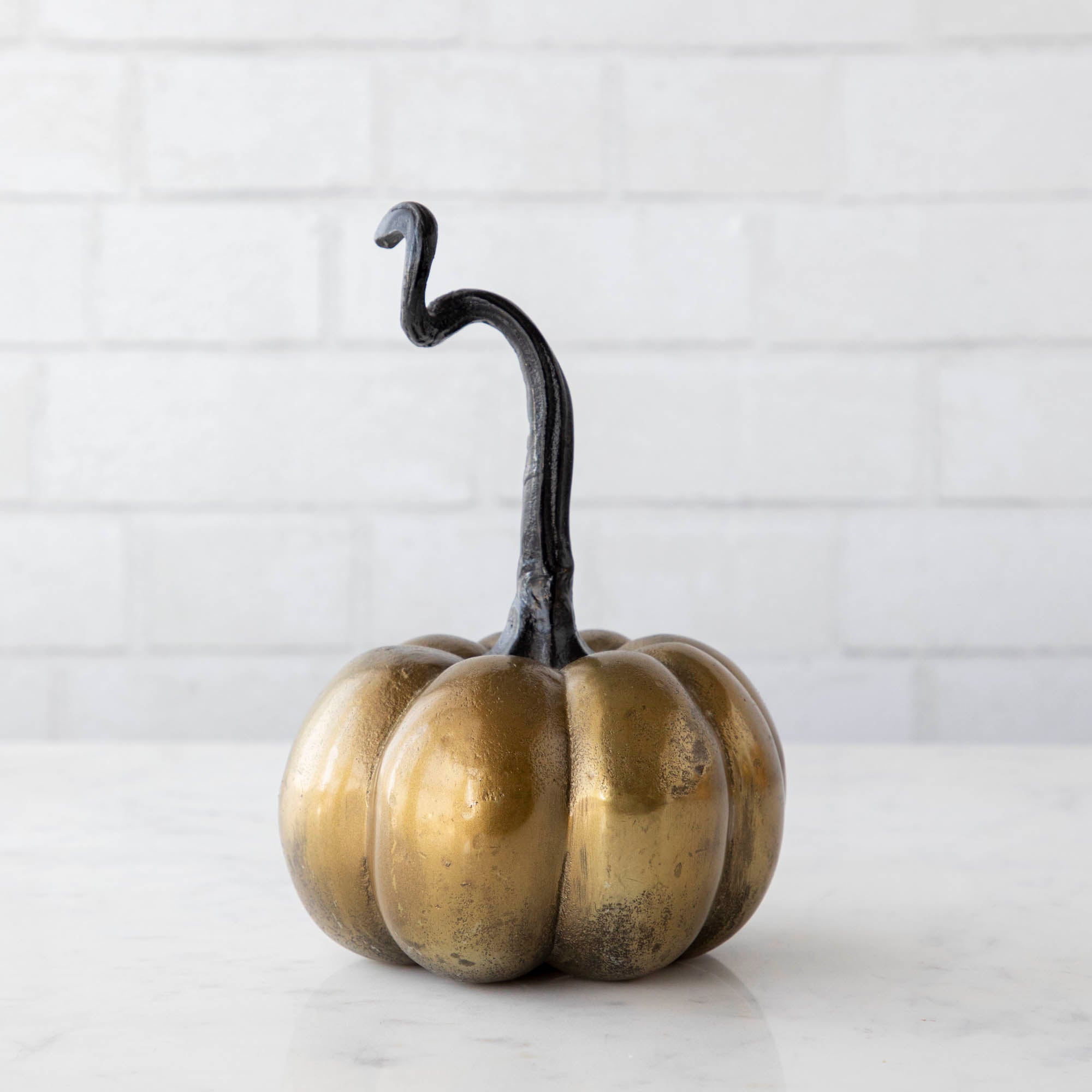 Closeup detail of a Brass Pumpkin.