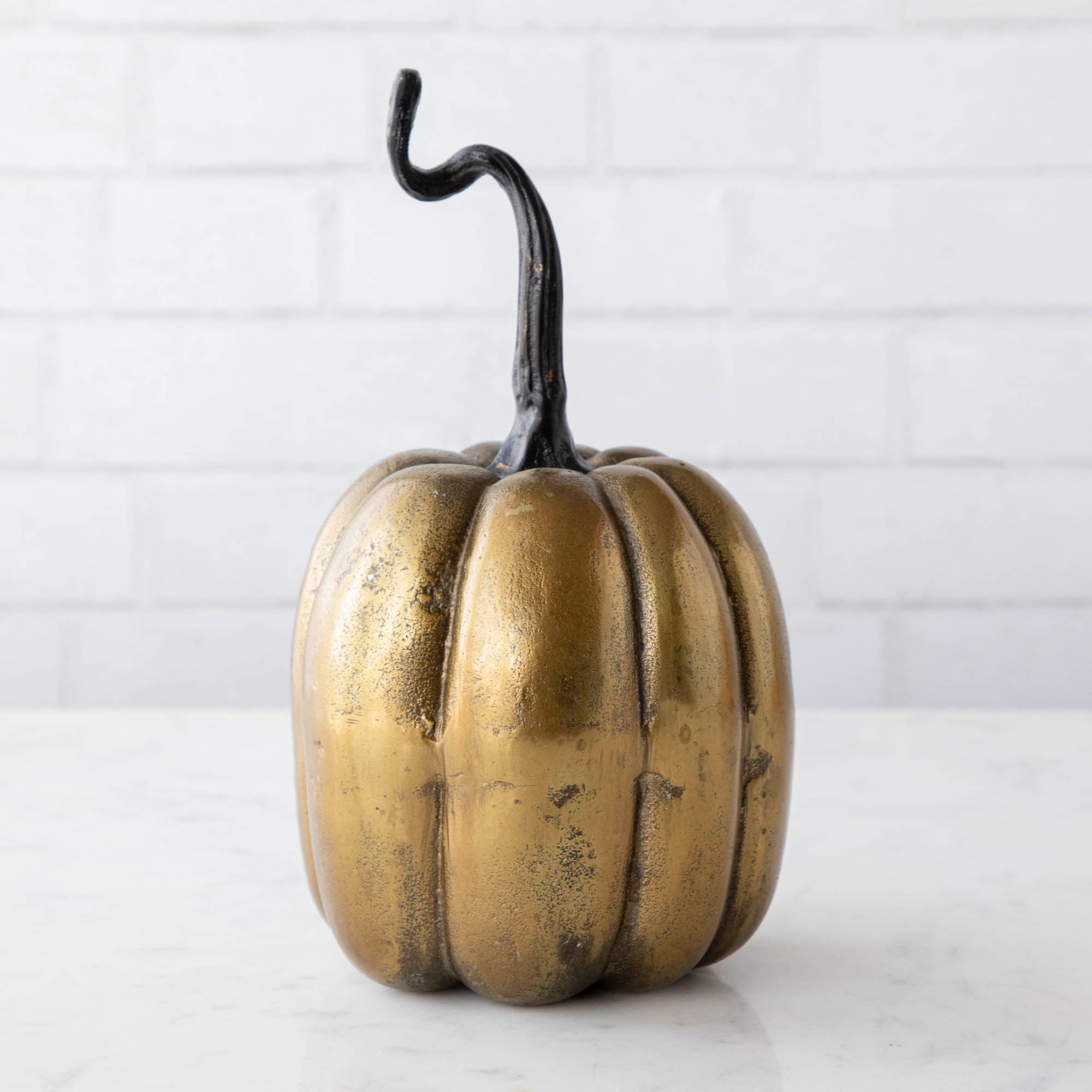 Closeup detail of a Brass Pumpkin.