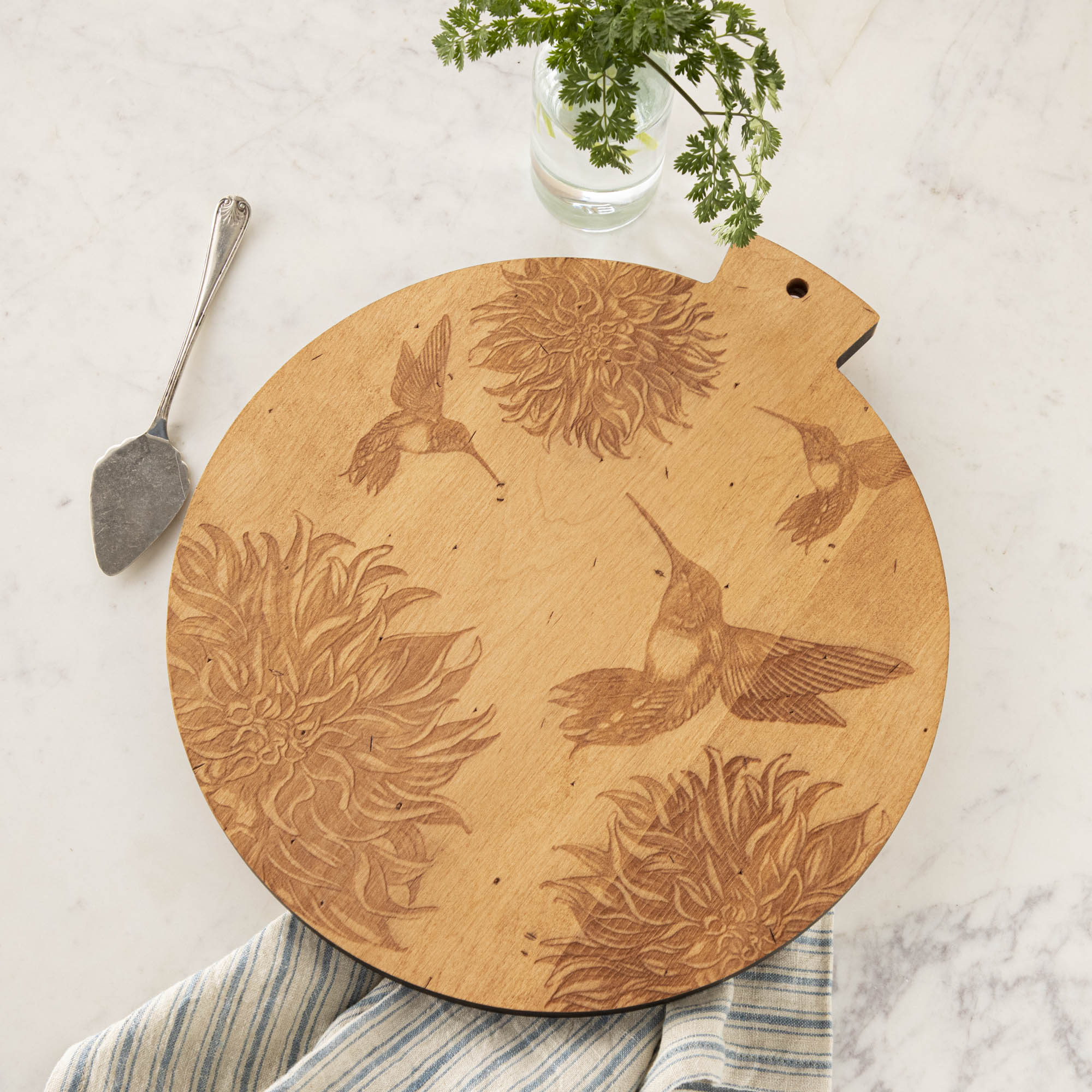 Hummingbird Maple Artisan Round Charcuterie Board Hester And Cook 