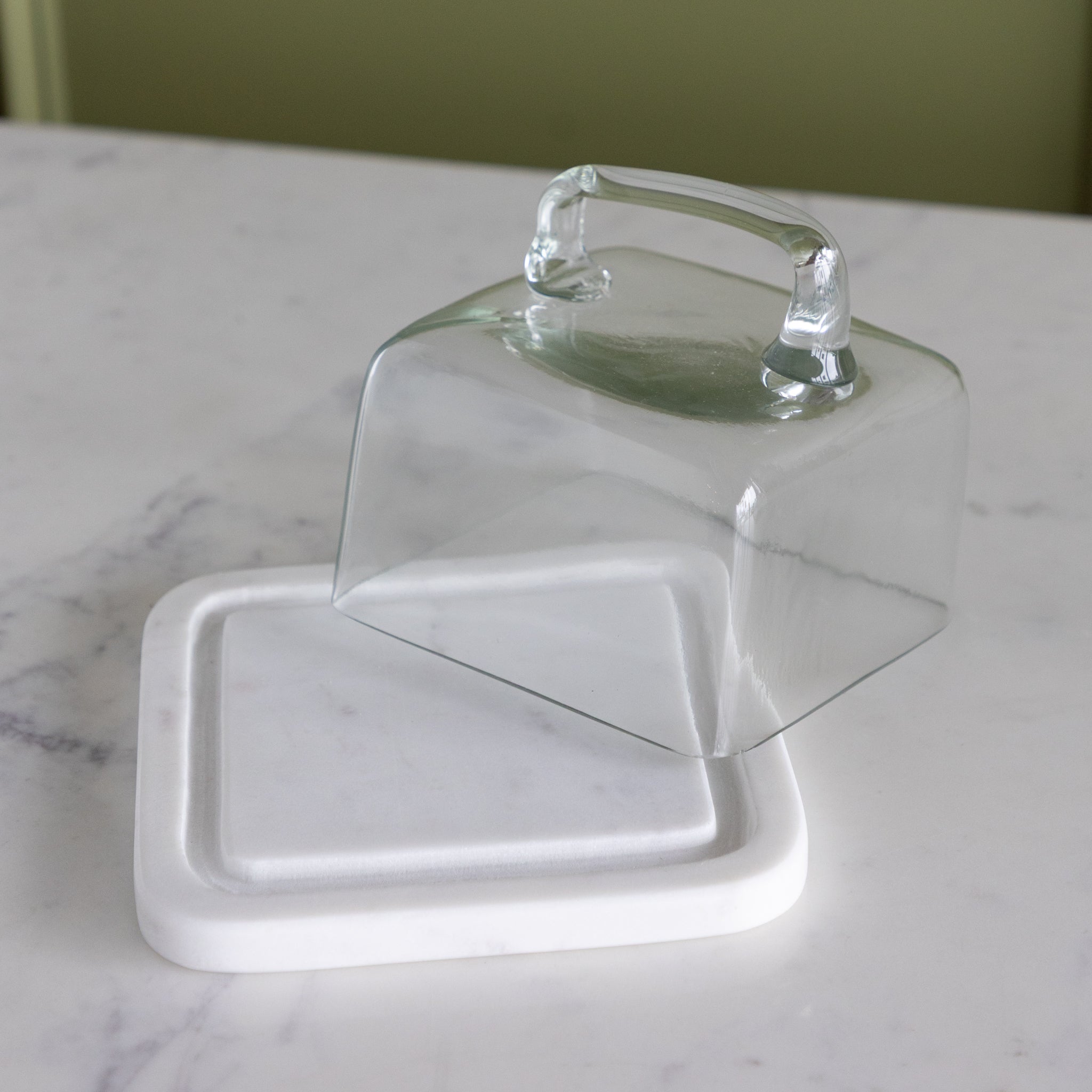 Glass Cloche with White Marble Base
