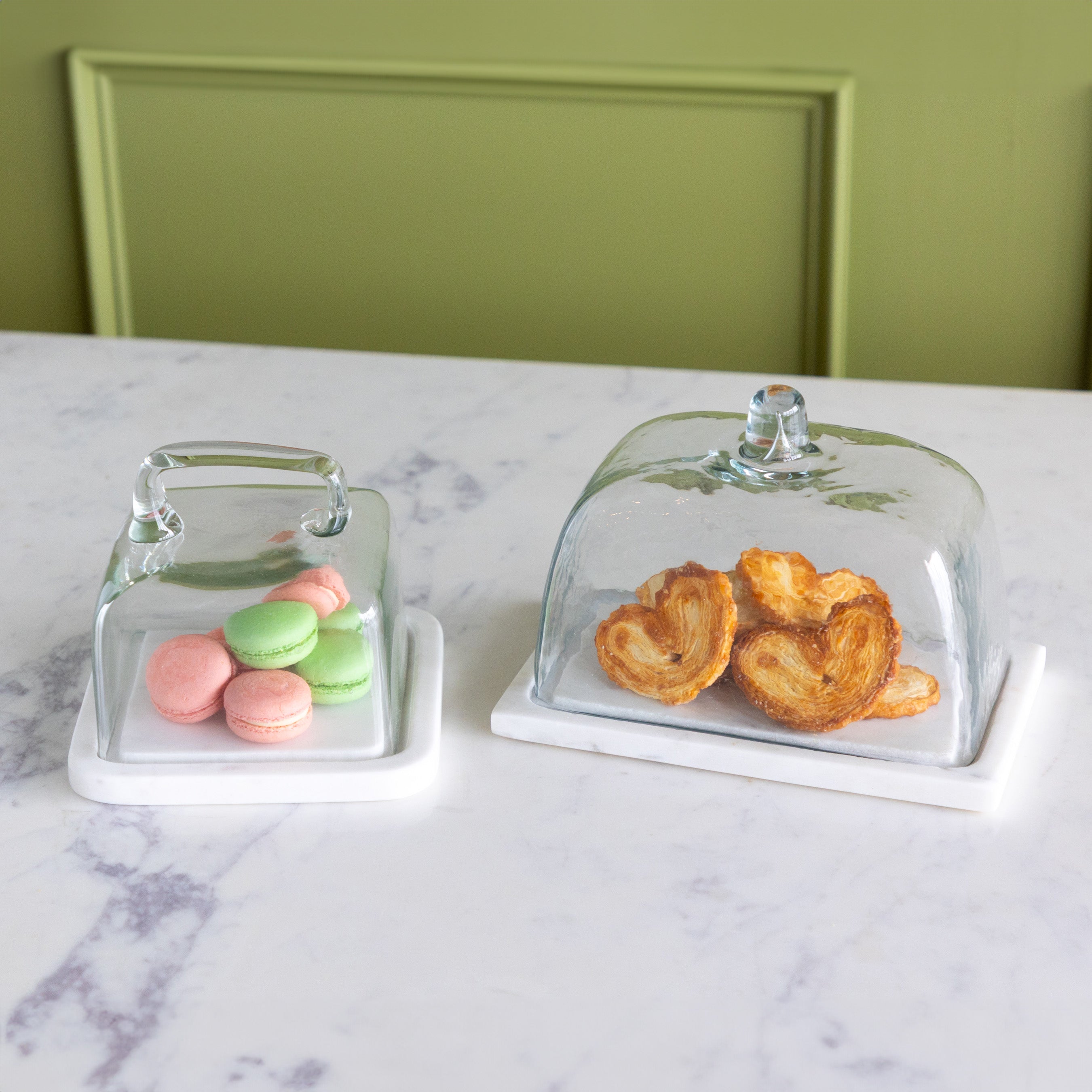 Glass Cloche with White Marble Base