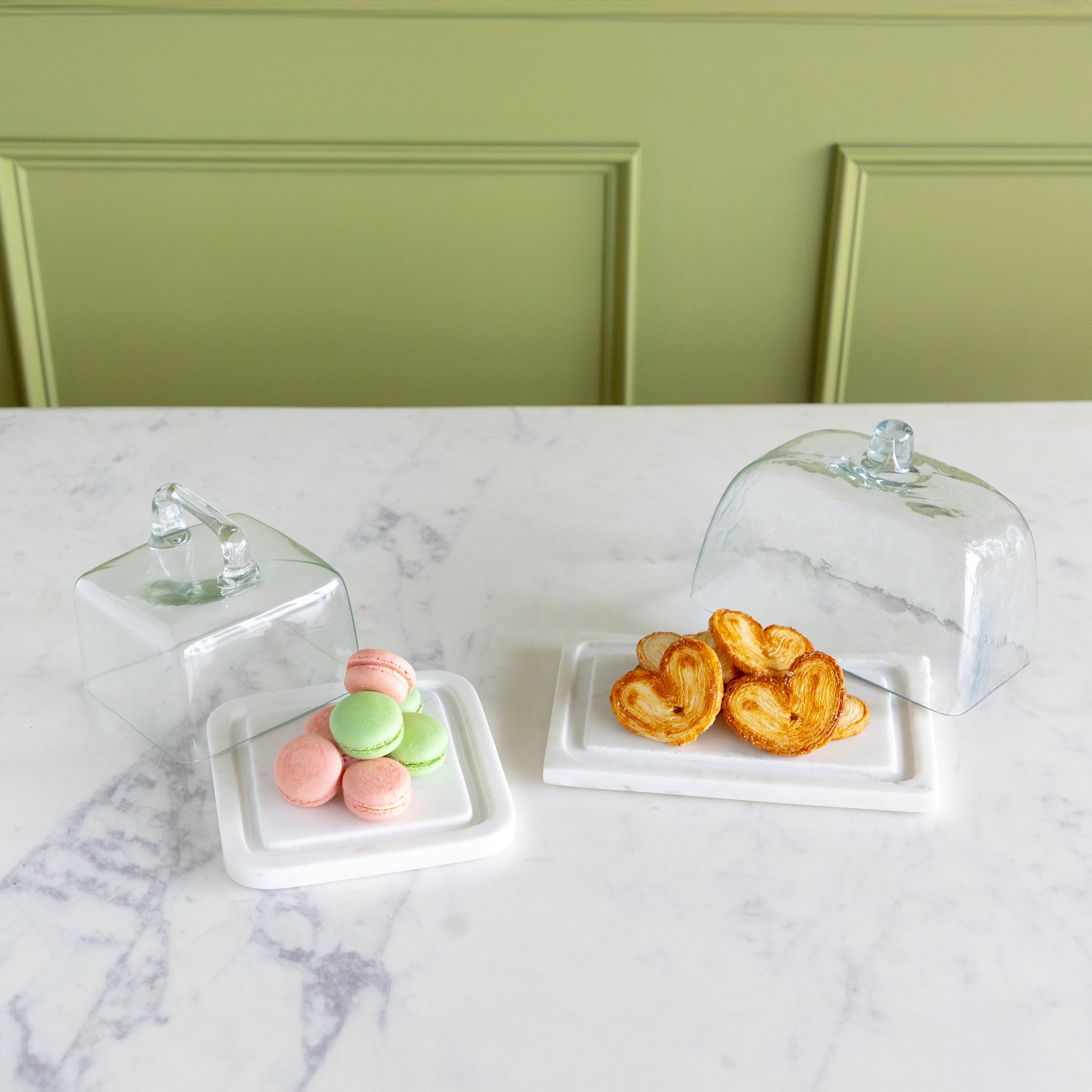 Glass Cloche with White Marble Base