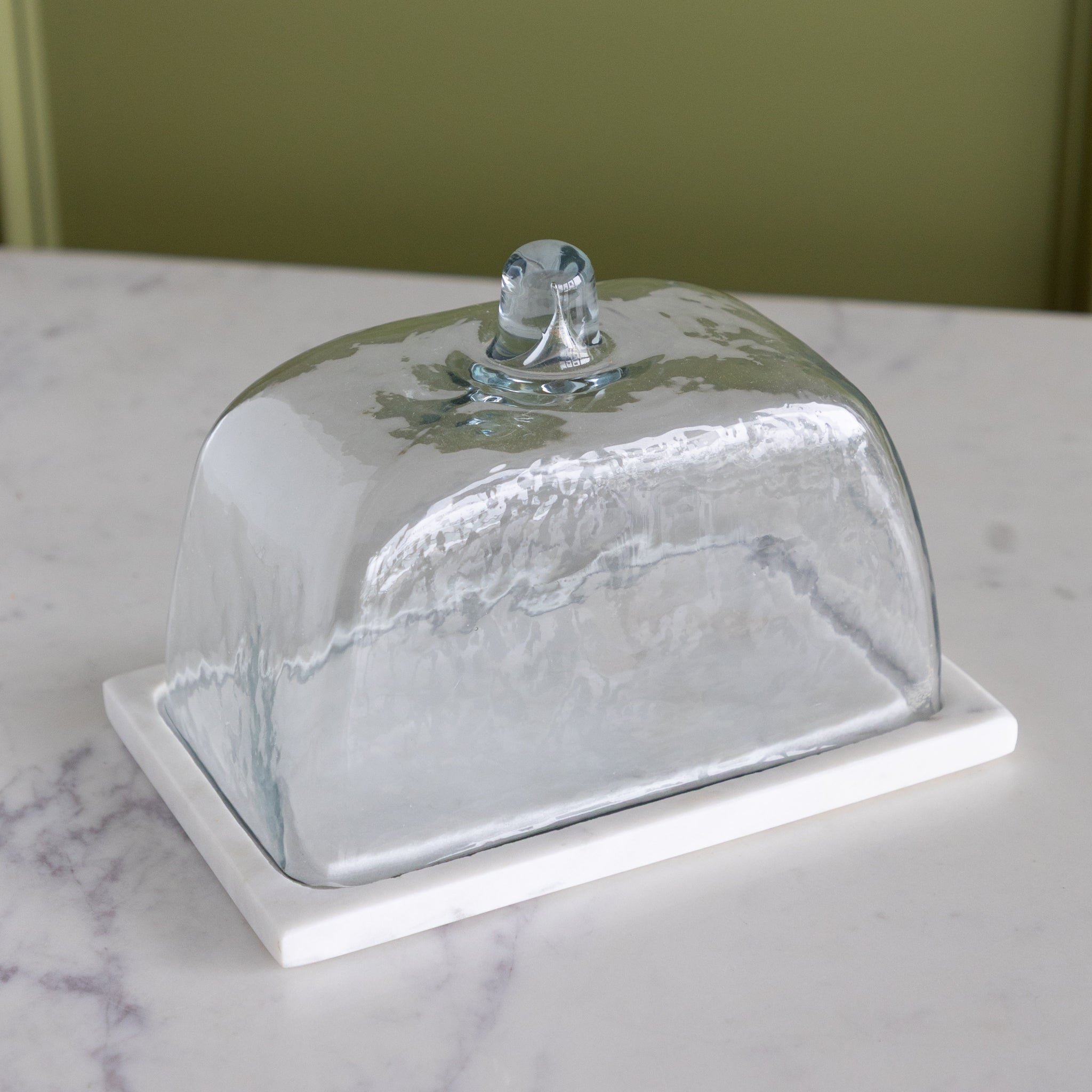 Glass Cloche with White Marble Base