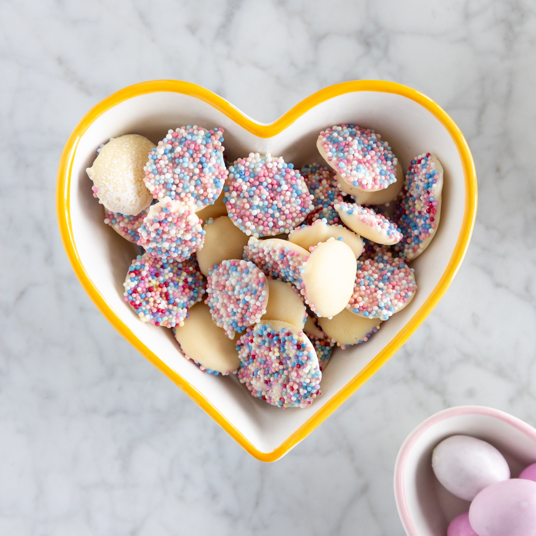 Stoneware Heart Shaped Bowls with Colored Rims