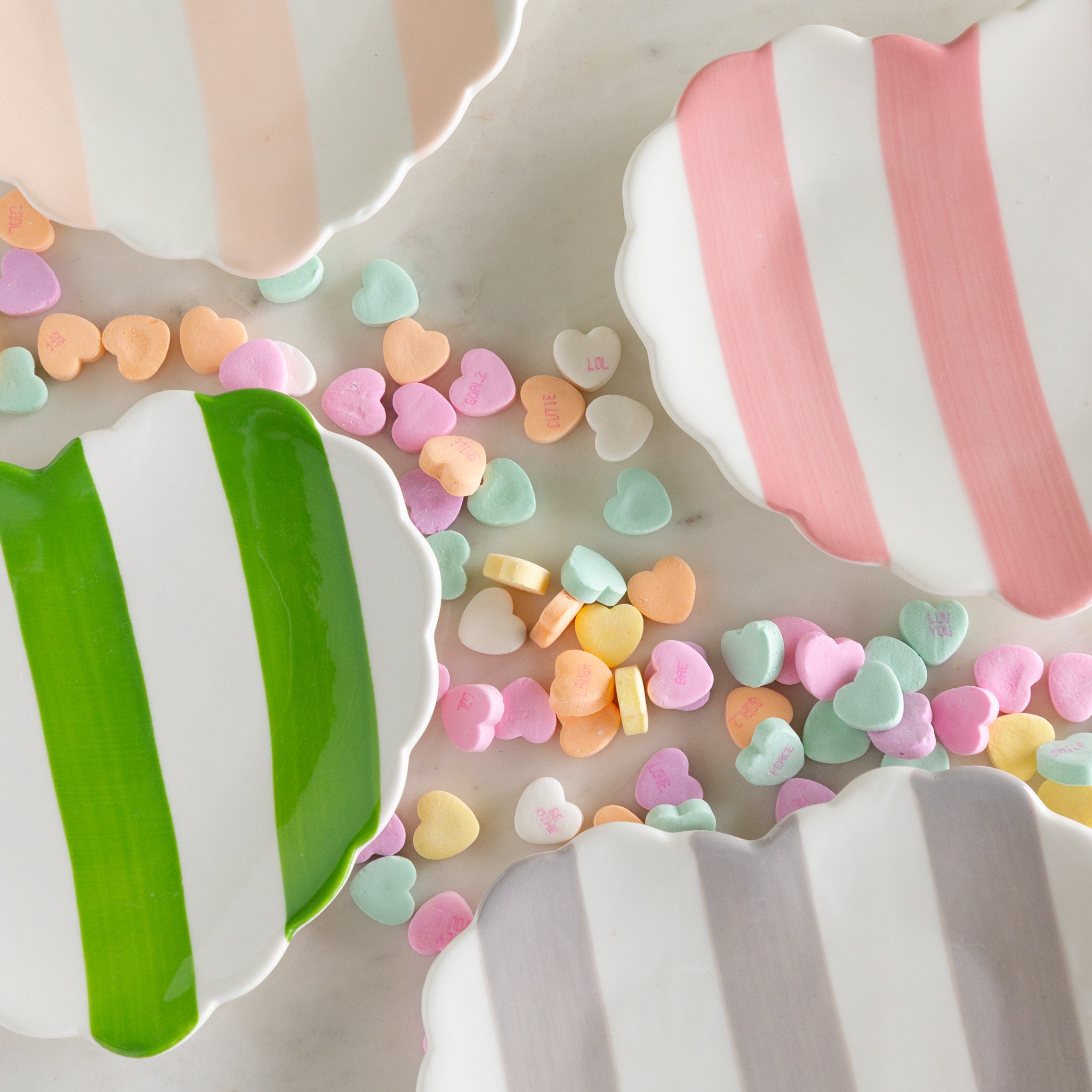 Stoneware Striped Heart Shaped Dish