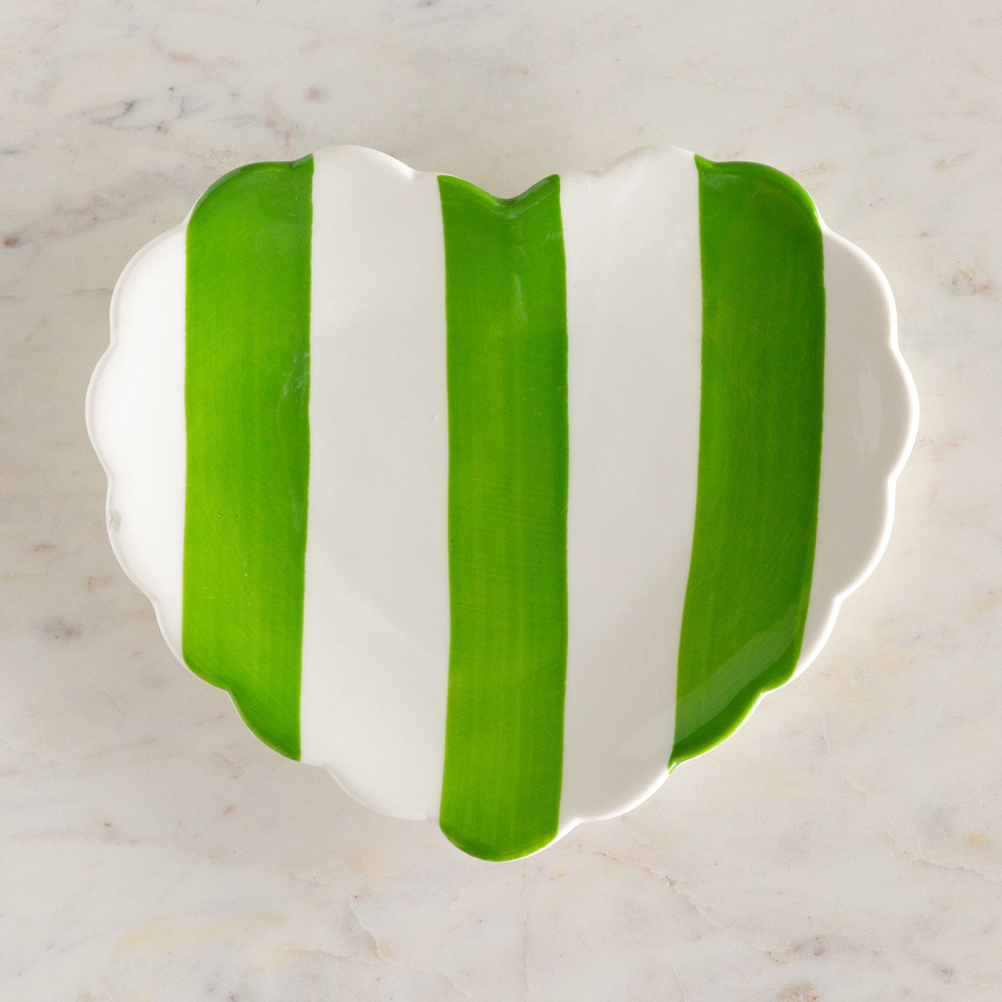 Stoneware Striped Heart Shaped Dish
