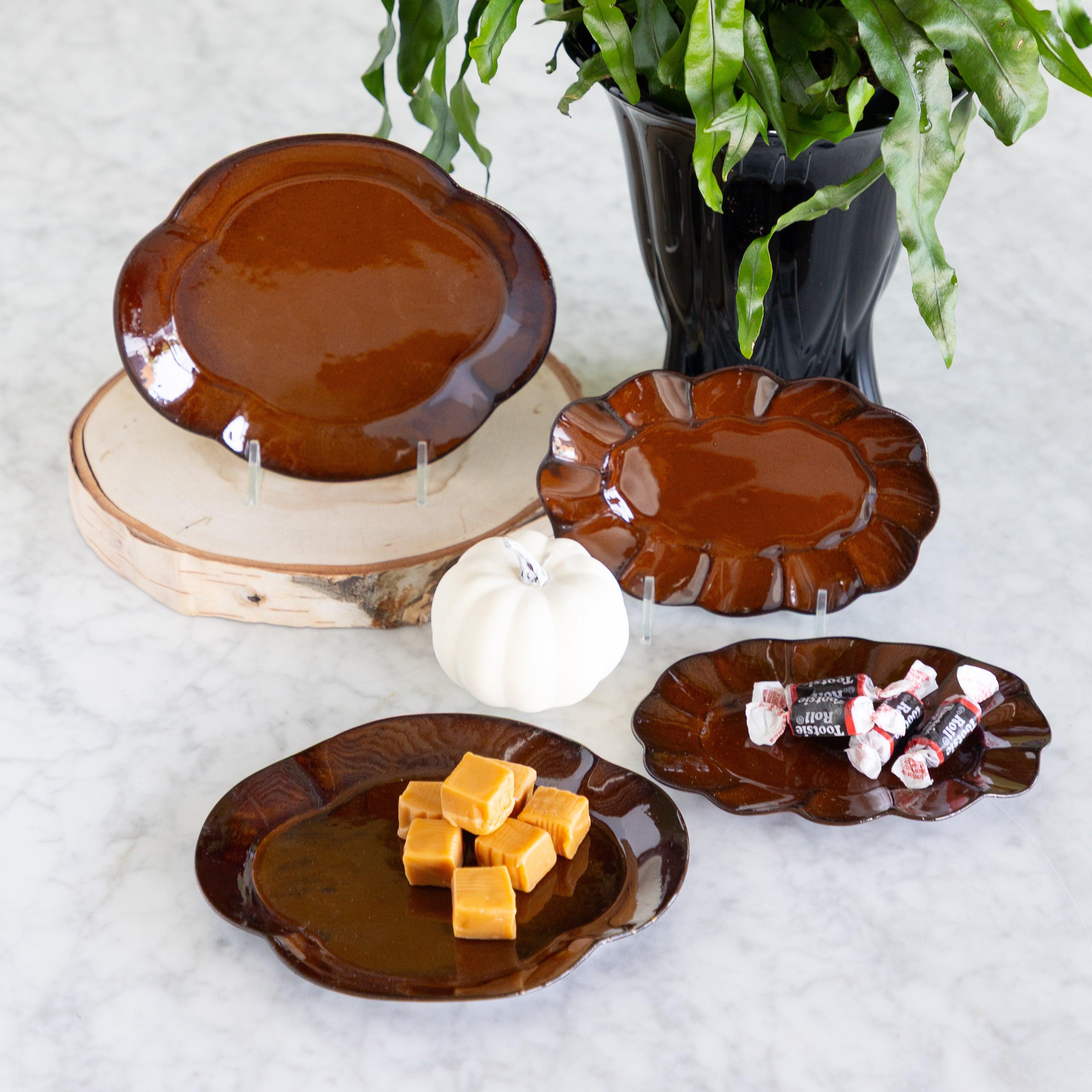 Brown Scalloped Plate