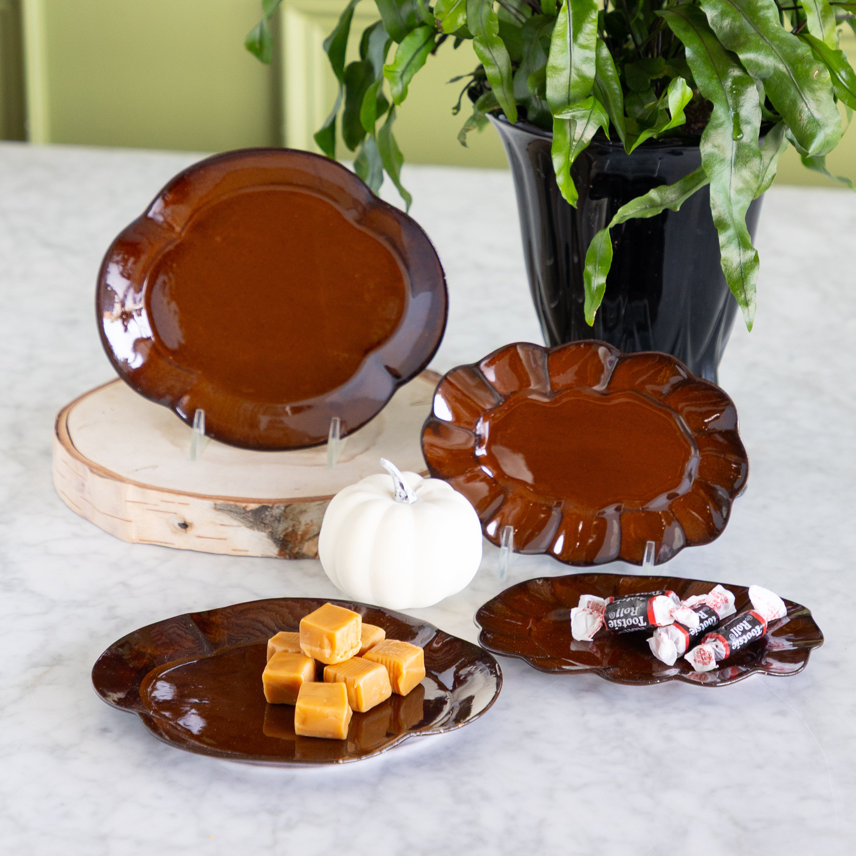 Brown Scalloped Plate