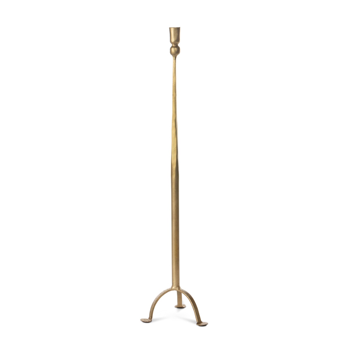Gold candle holder with a white background
