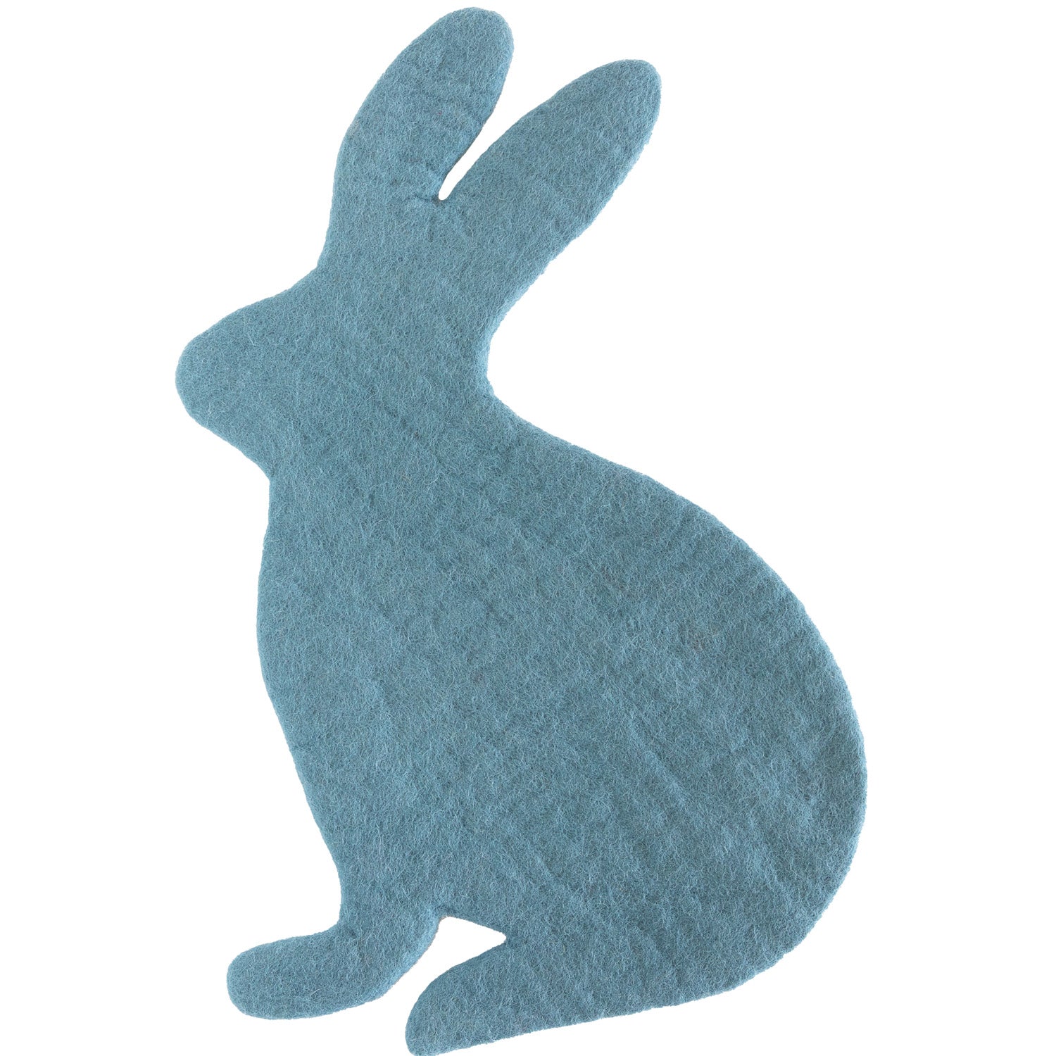 Felt bunny shaped placemat in cornflower blue.