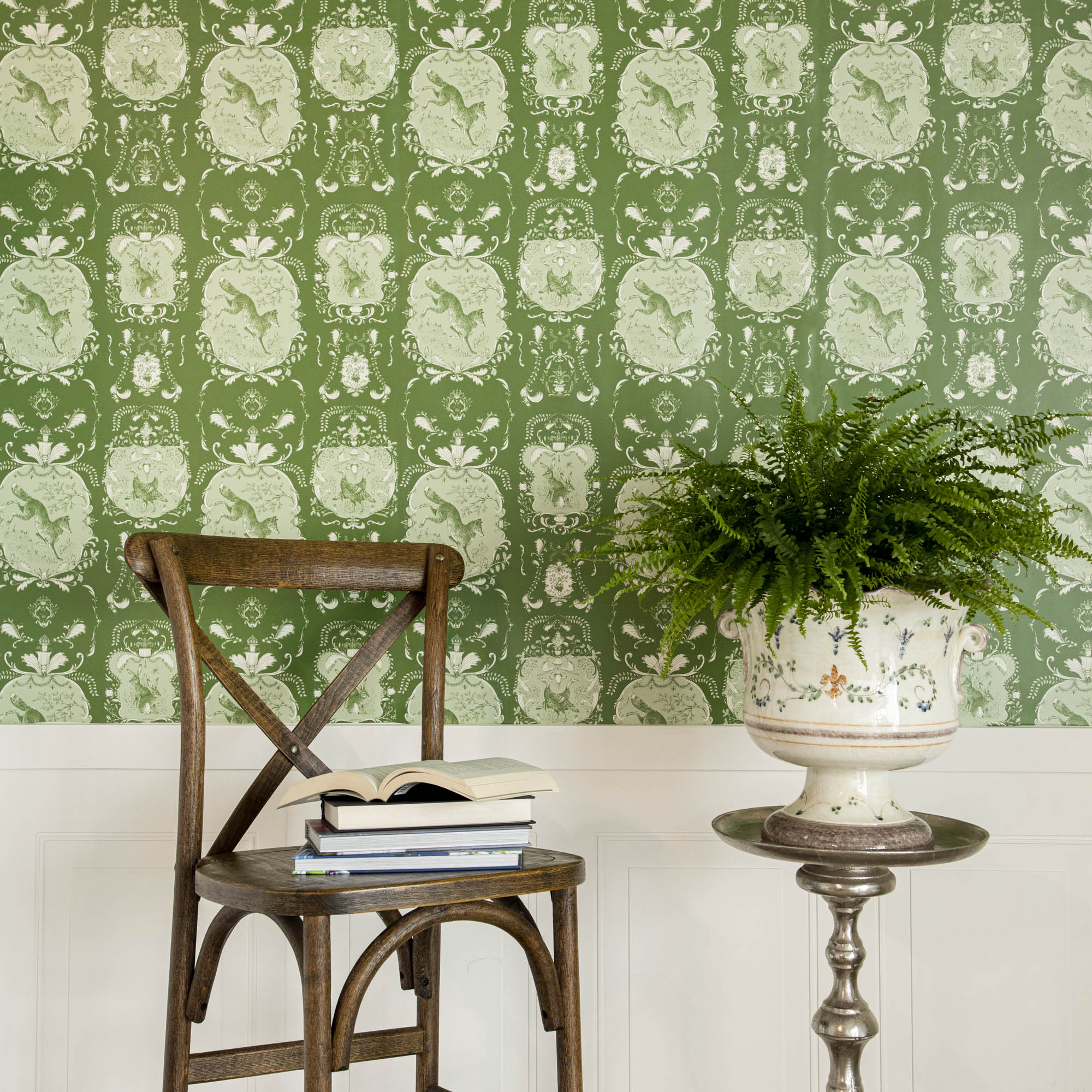 Moss Fable Toile Wallpaper
