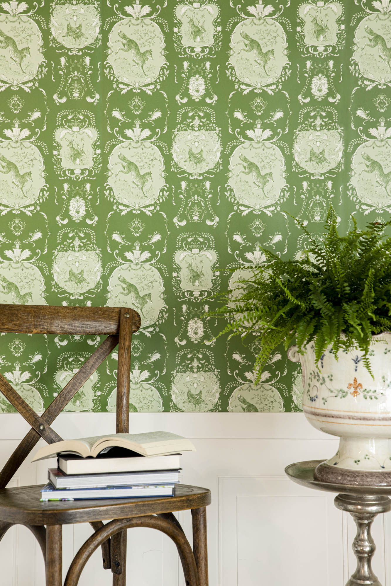 Moss Fable Toile Wallpaper