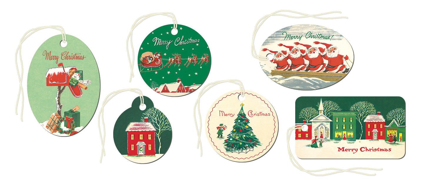 6 different vintage Christmas Village scenes