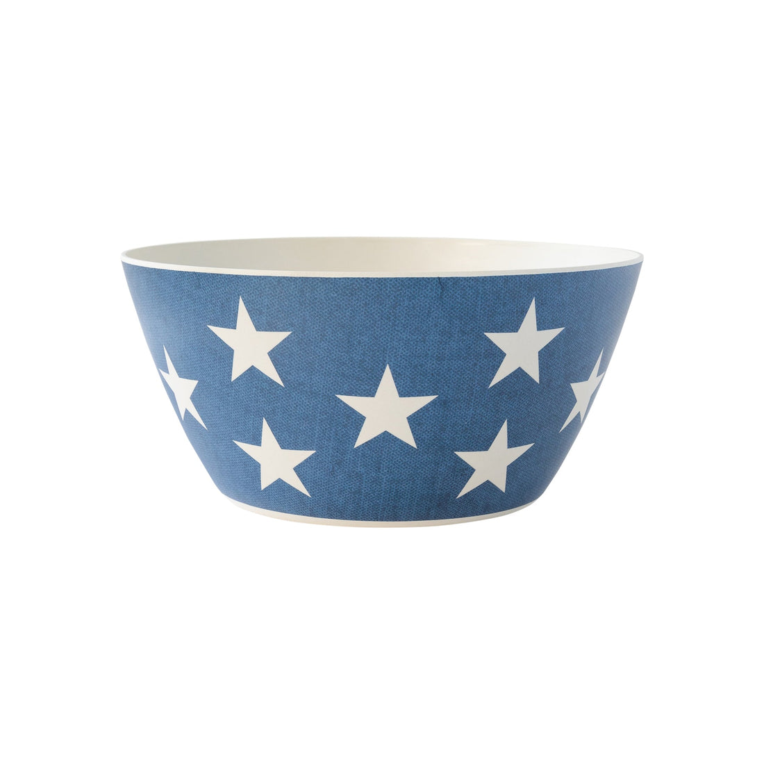 10&quot; round, navy with white stars serving bowl on white background.