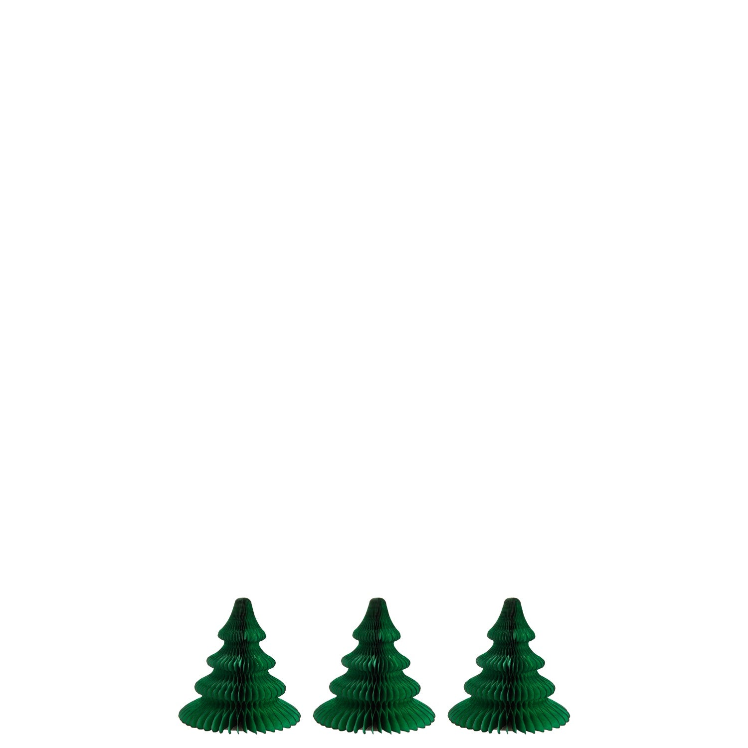 4.7" Honeycomb Small Tree Set of 3 in green, fanned out, against a white background.