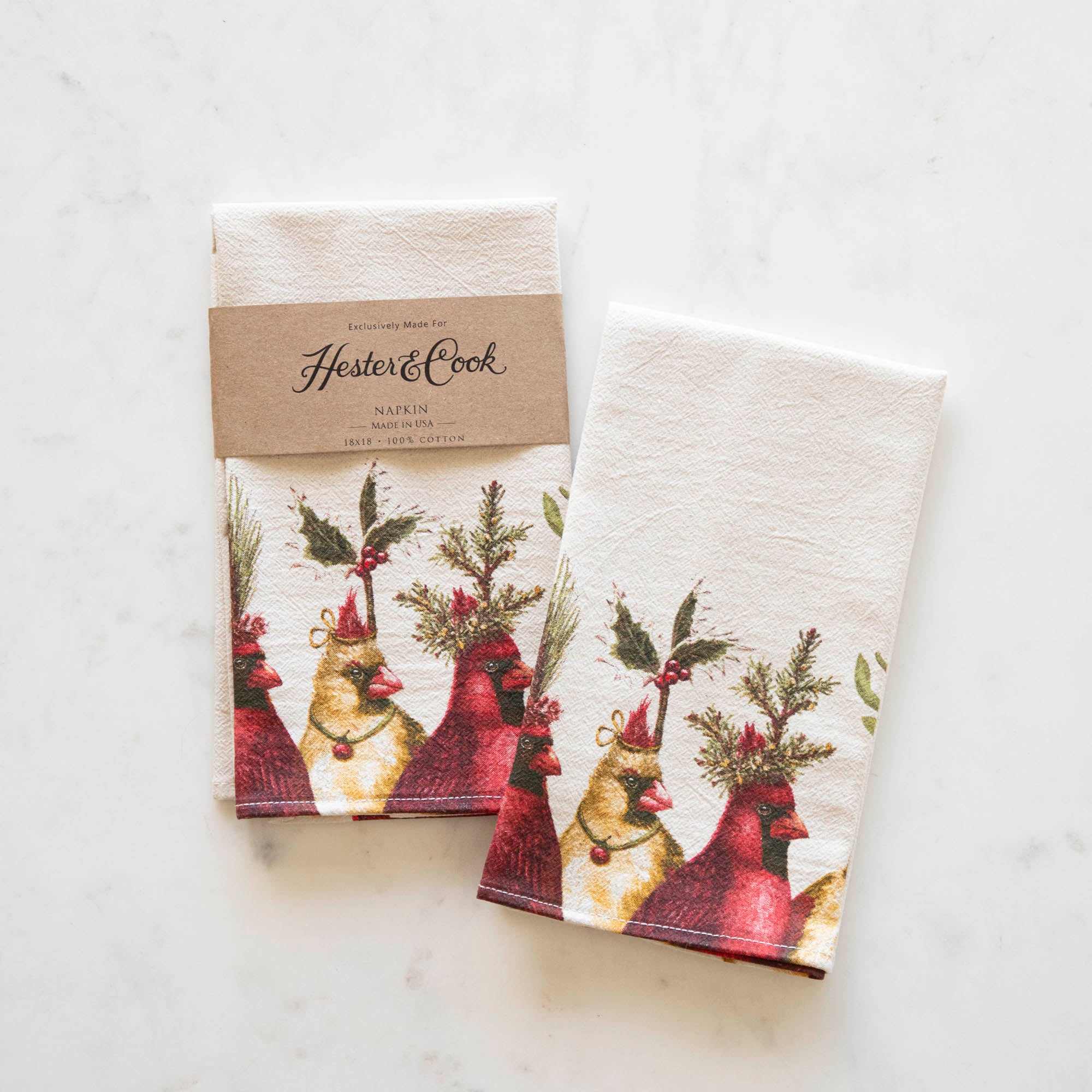 Holiday Party Cardinal Napkins made by Vicki Sawyer, exclusively for Hester & Cook.