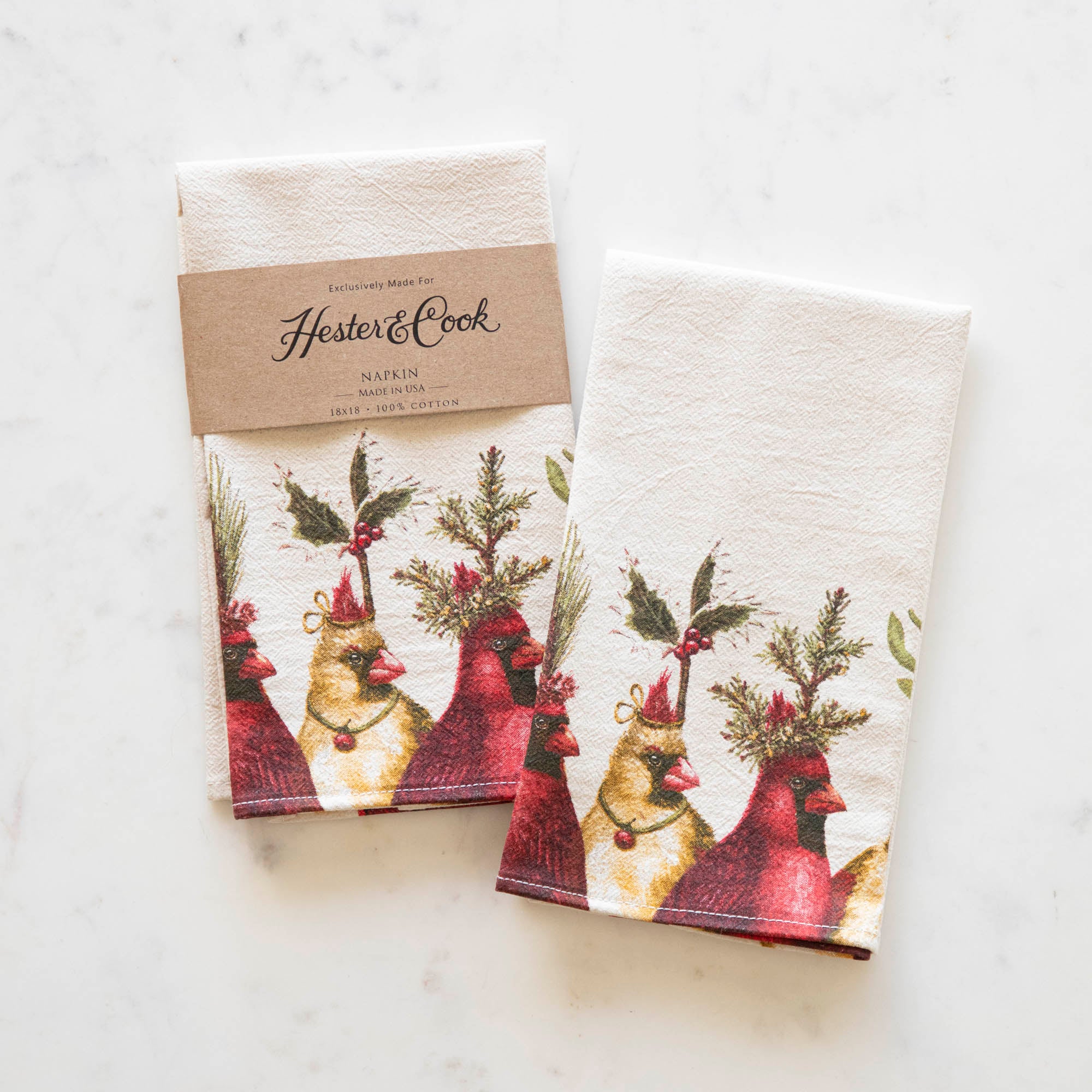 Holiday Party Cardinal Napkins made by Vicki Sawyer, exclusively for Hester & Cook.