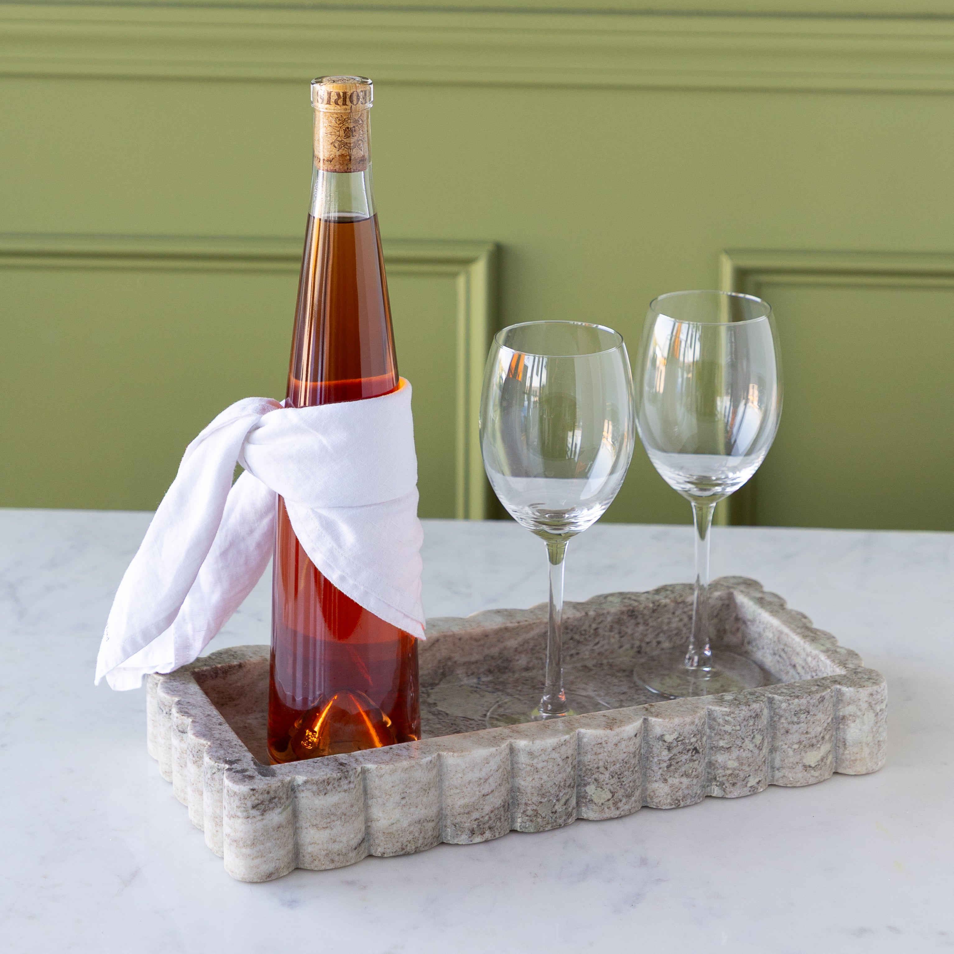 Scalloped Marble Tray