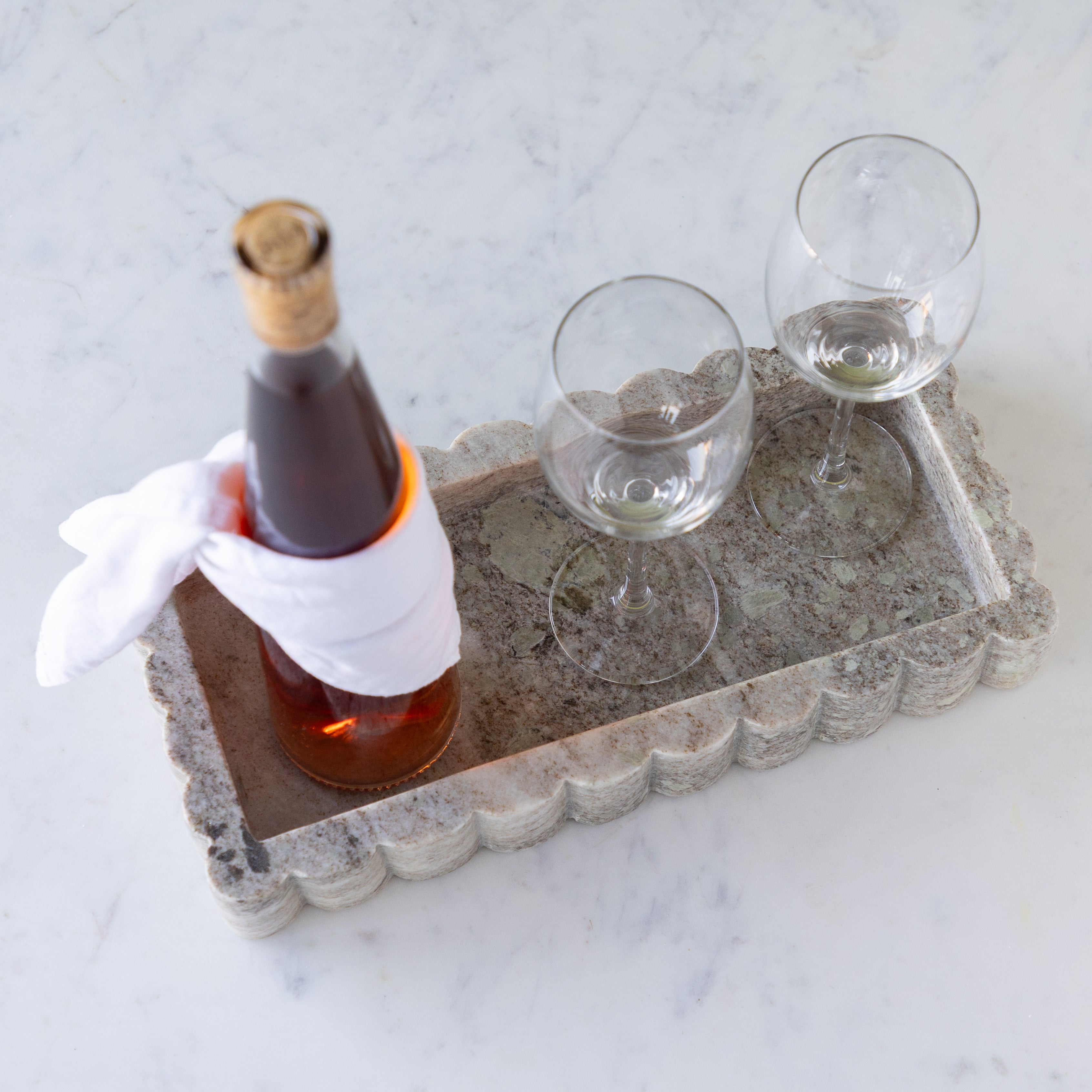 Scalloped Marble Tray
