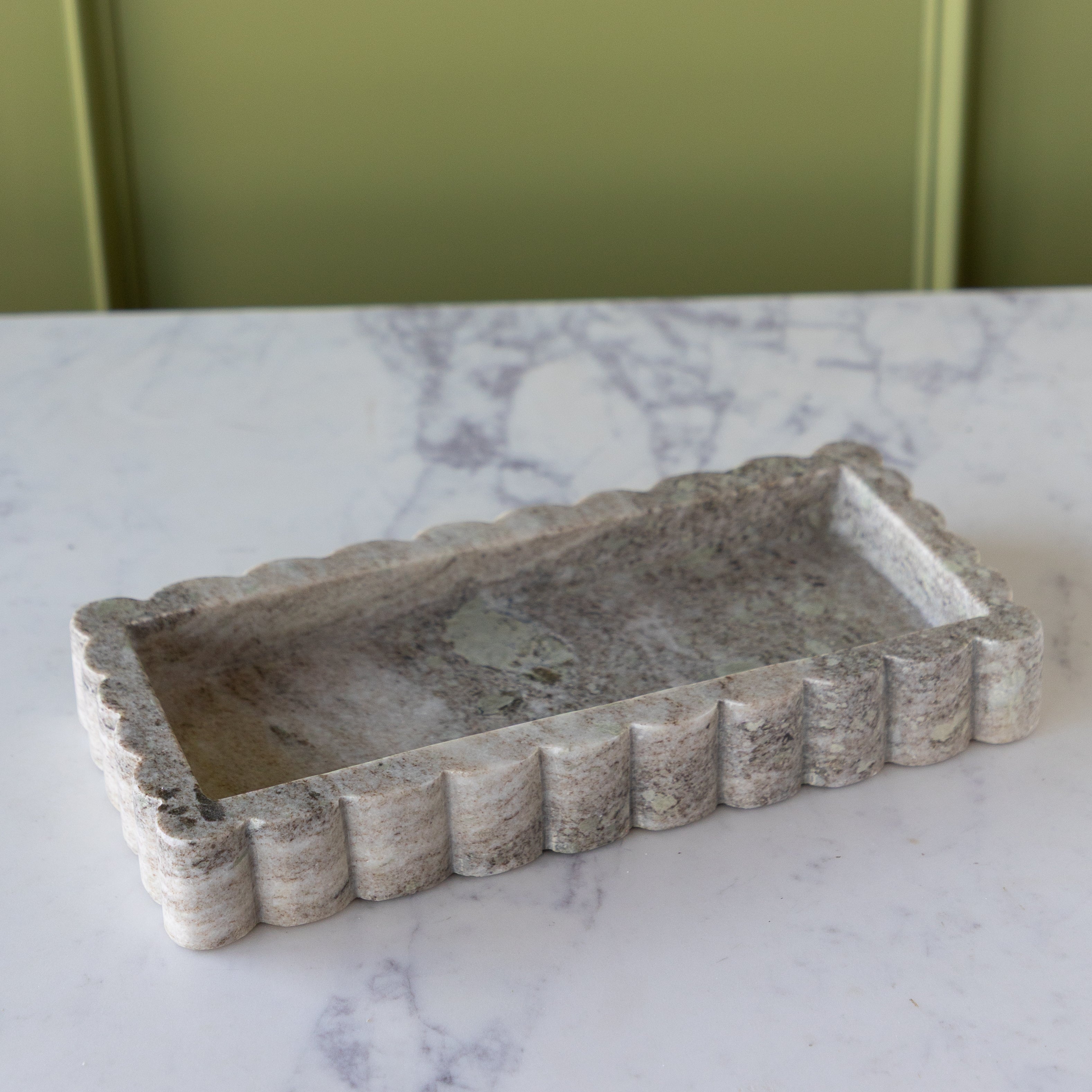 Scalloped Marble Tray