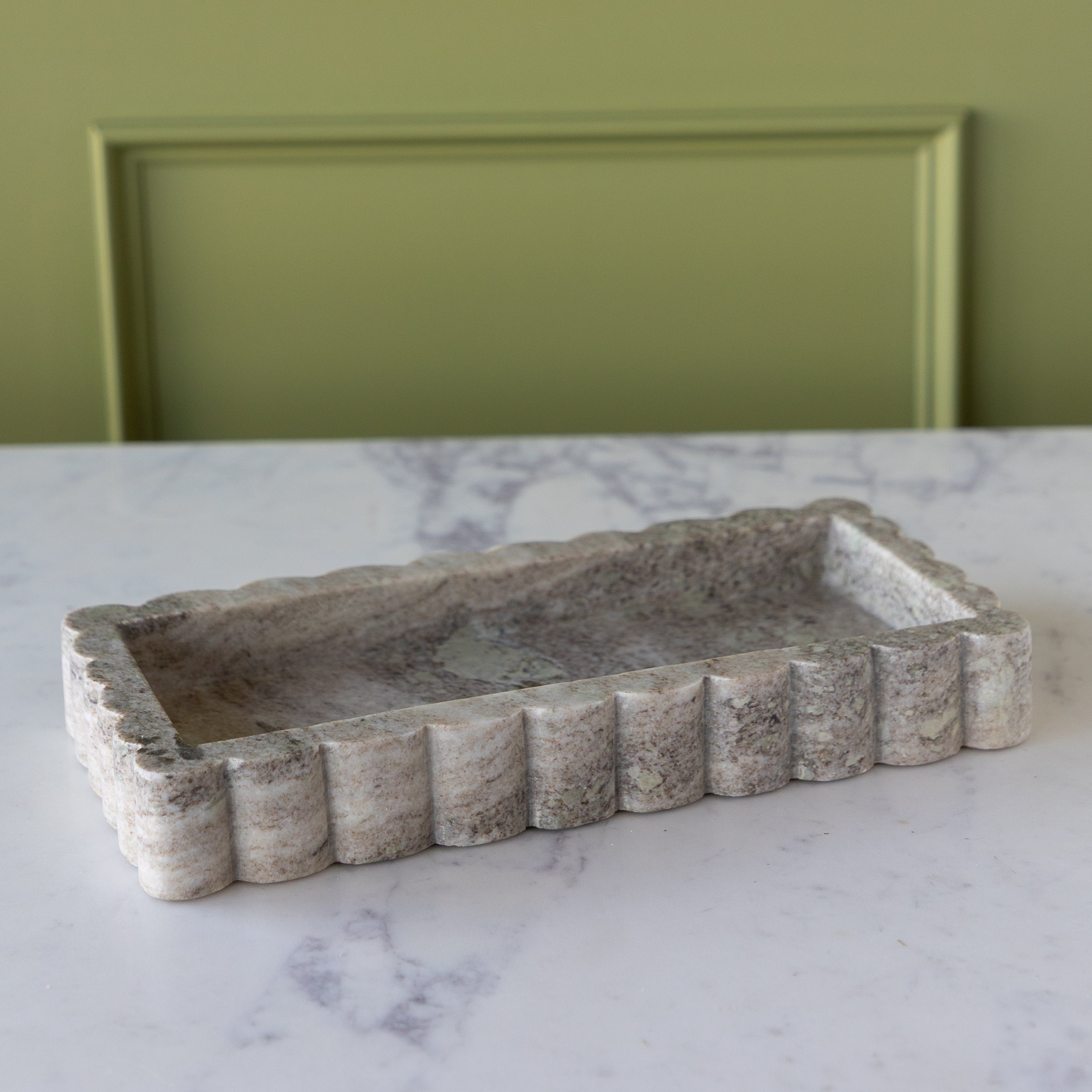 Scalloped Marble Tray