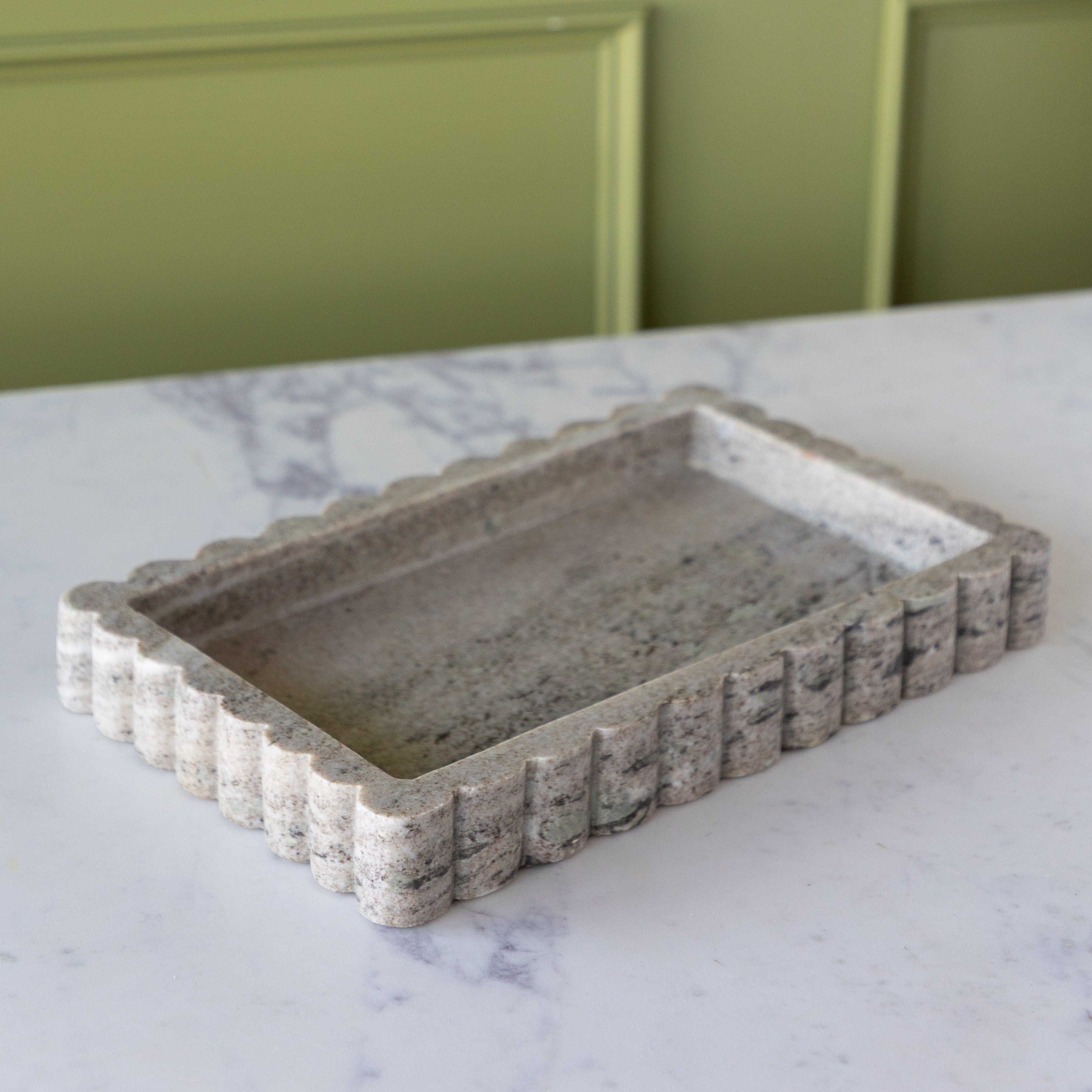 Scalloped Marble Tray
