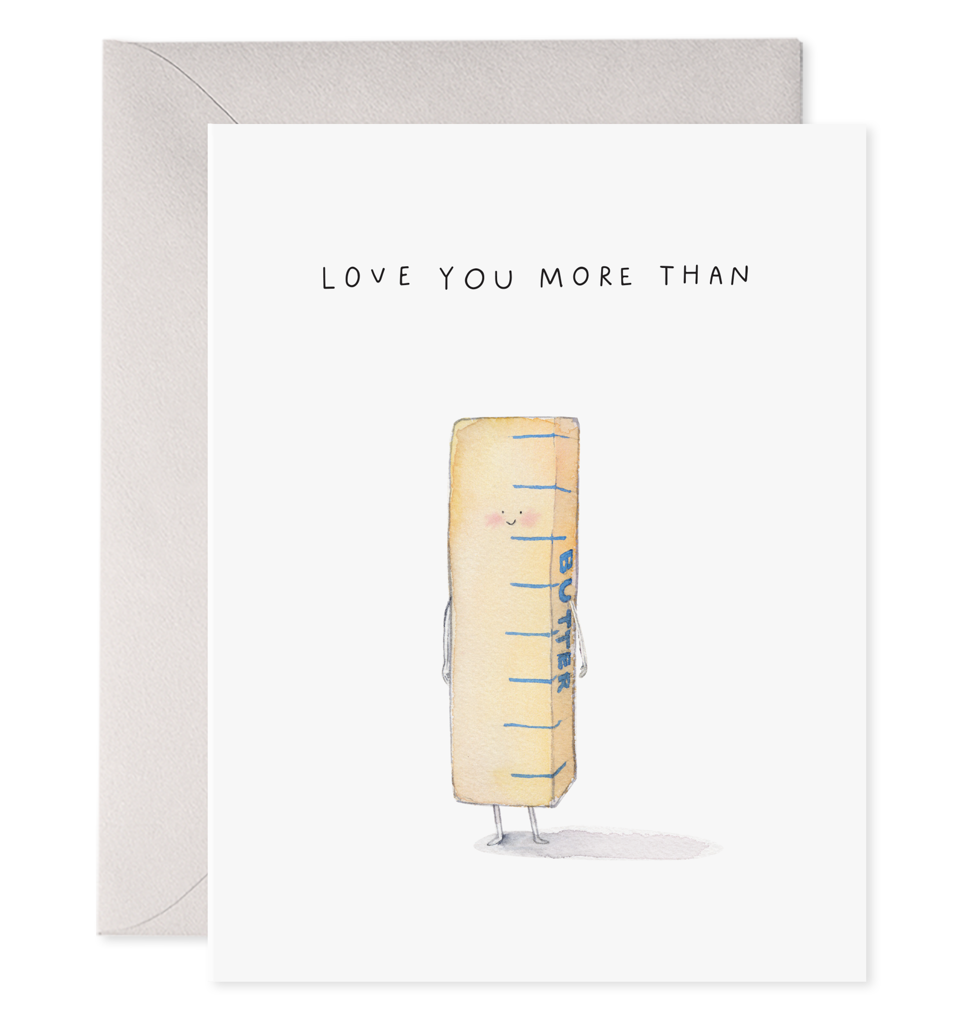 A greeting card with a watercolor illustration of a butter knife with the phrase &
